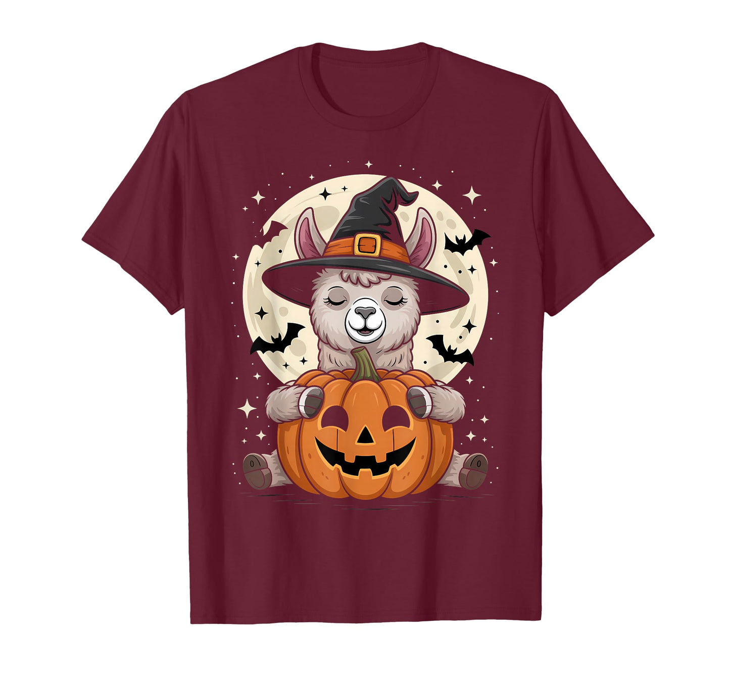 Halloween Llama Witch Hat Pumpkin Spooky T-Shirt