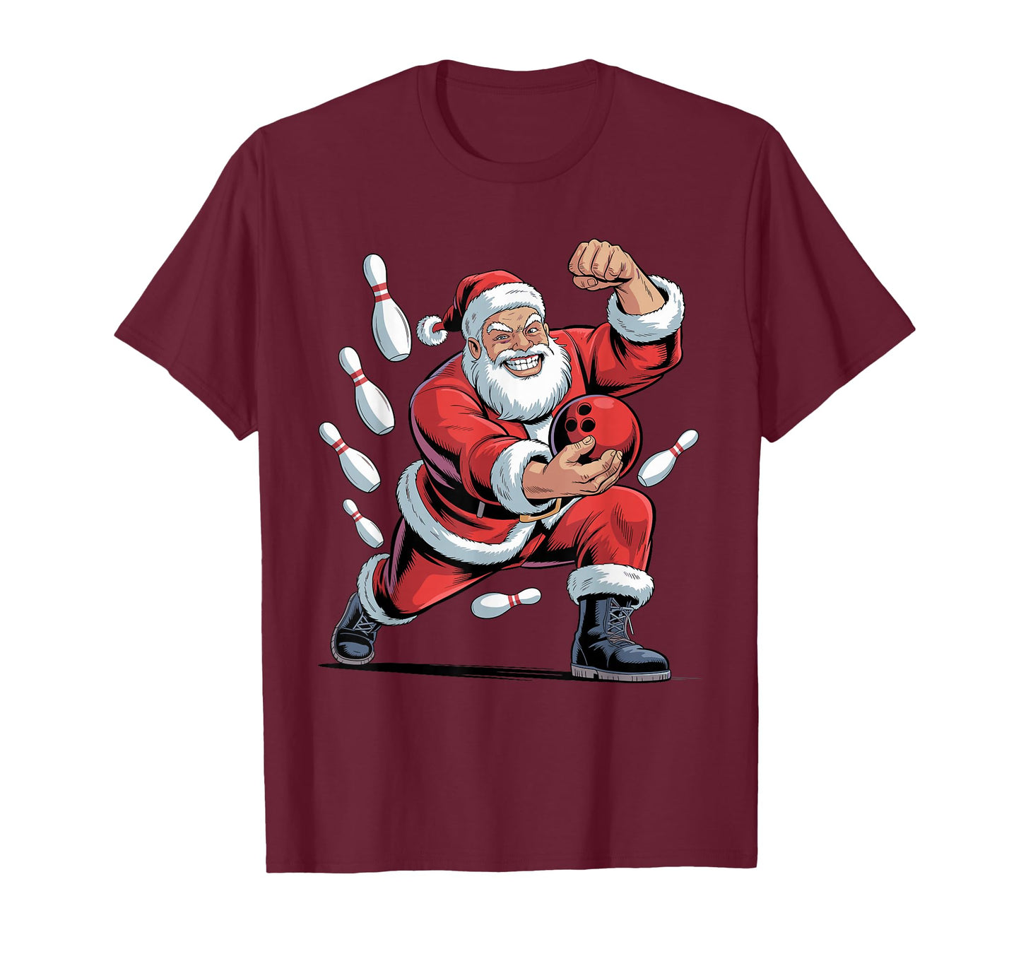Santa Playing Bowling Funny Holiday Christmas Xmas Pajama T-Shirt