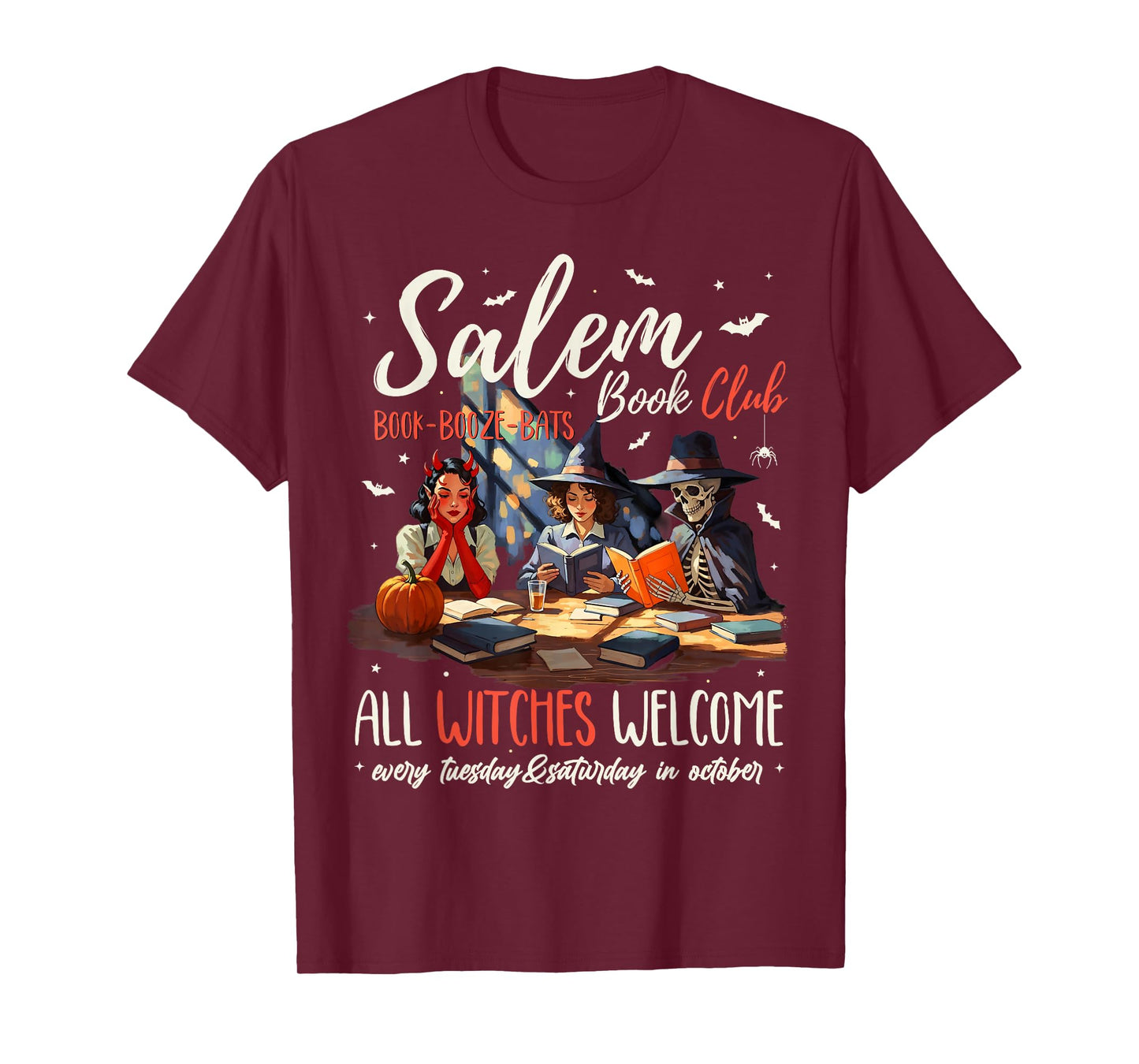Vintage Salem Book Club Witchy Witch Spooky Season Halloween T-Shirt