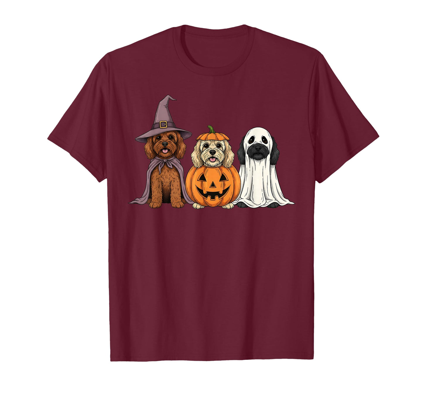 Spooky Ghost Cockapoo Pumpkin Halloween Doodle Dog Lover T-Shirt