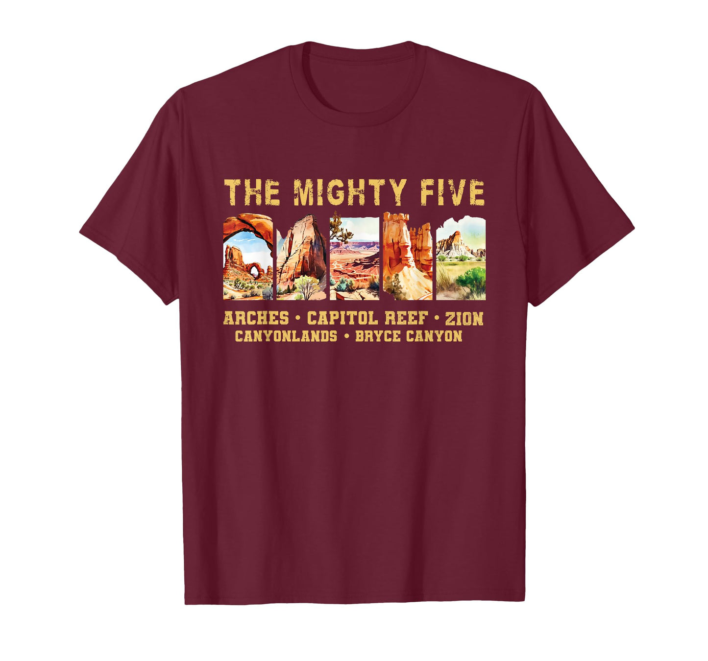 Vintage Moab Souvenir Big 5 Utah Mighty Five National Park T-Shirt