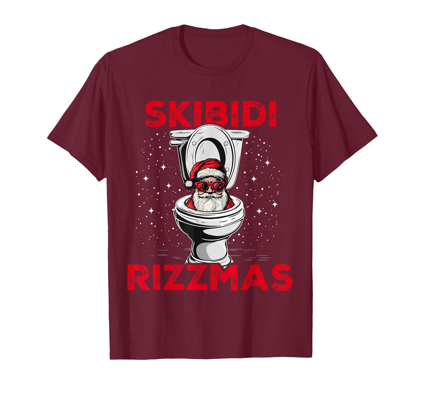 Skibidi Rizzmas Funny Santa Toilet White Elephant Christmas T-Shirt