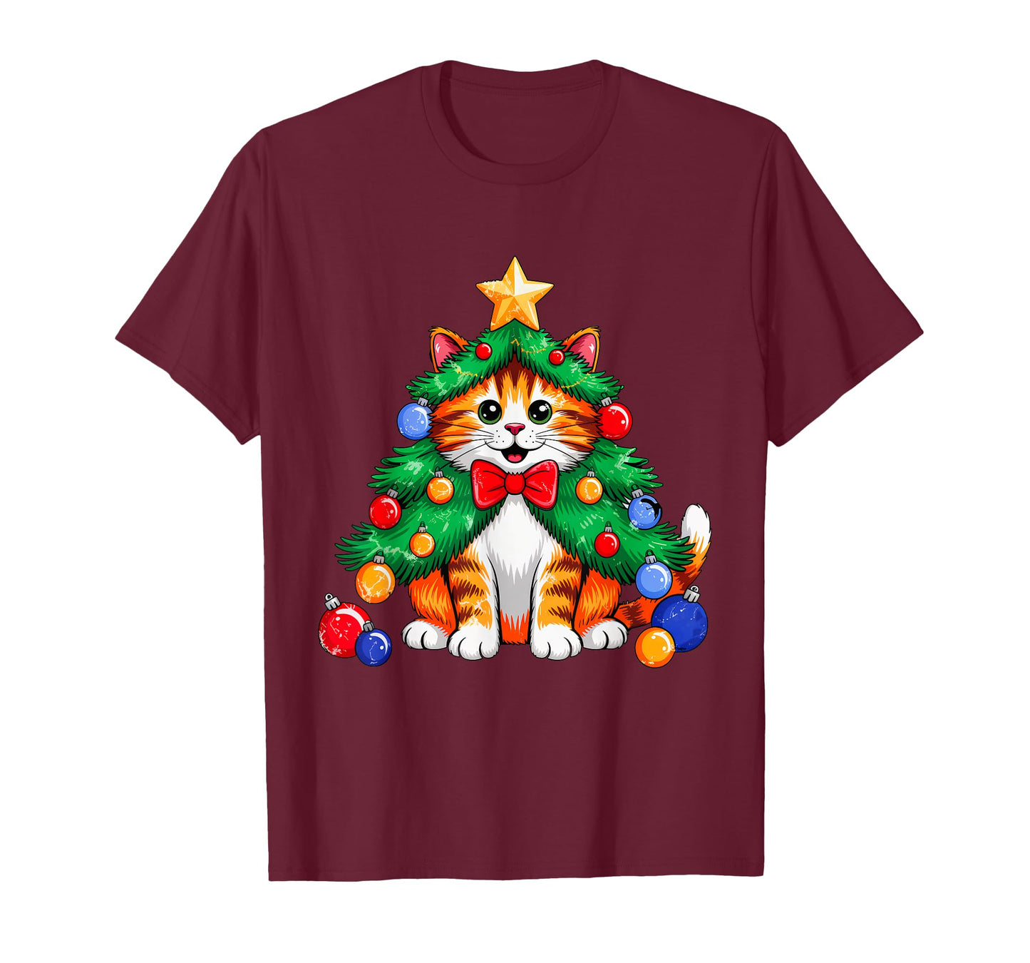 Ginger Cat Christmas Tree Cute Xmas Girls Kids Toddler Women T-Shirt