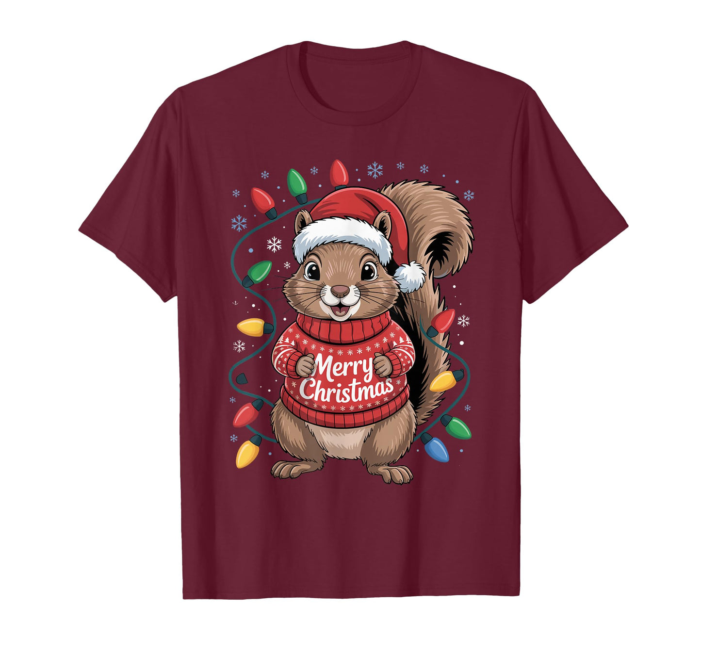 Merry Christmas Rock Squirrel Festive Holiday Cheer Funny T-Shirt
