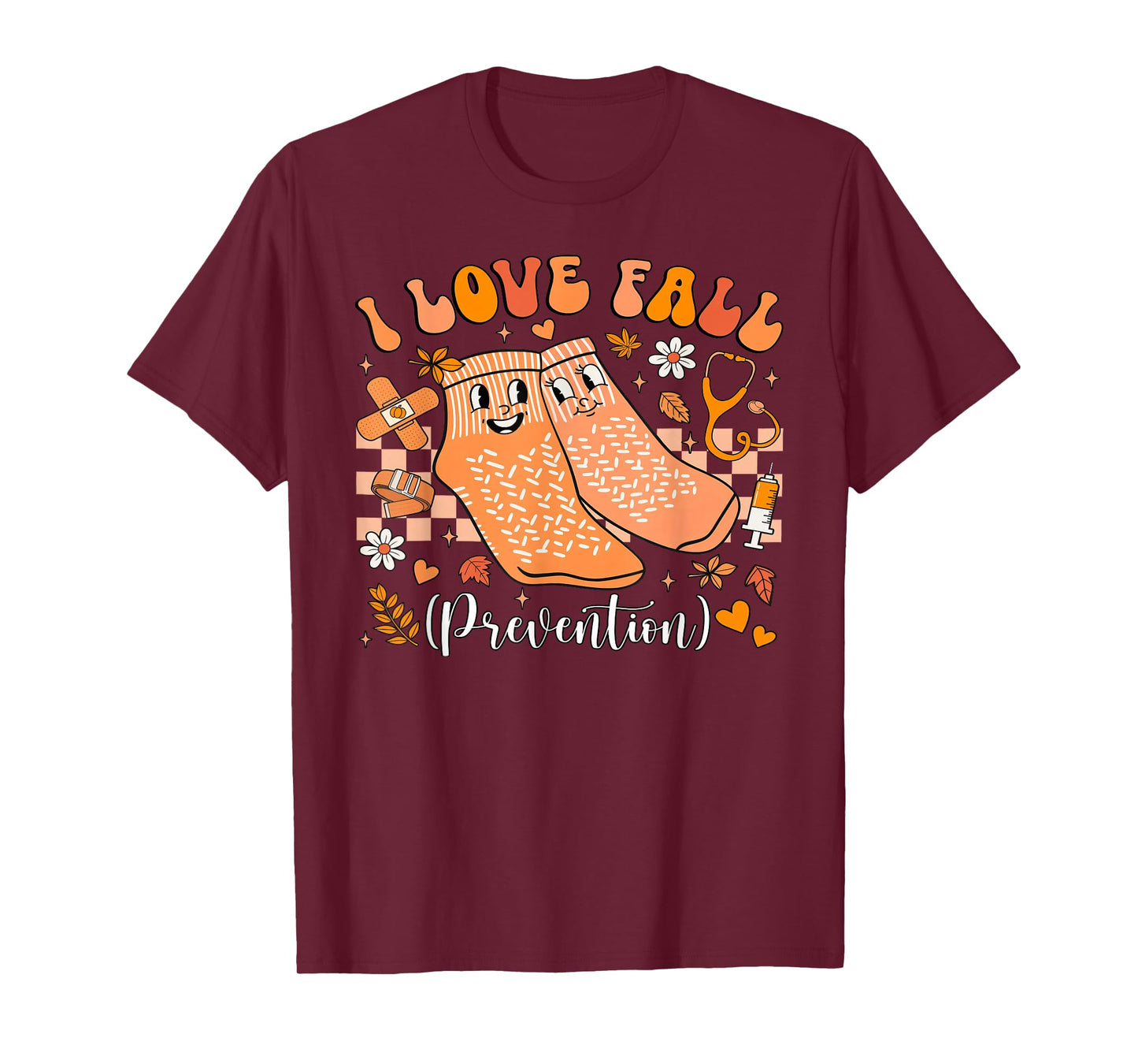I Love Fall Prevention Fall Physical Therapy Women Men Nurse T-Shirt