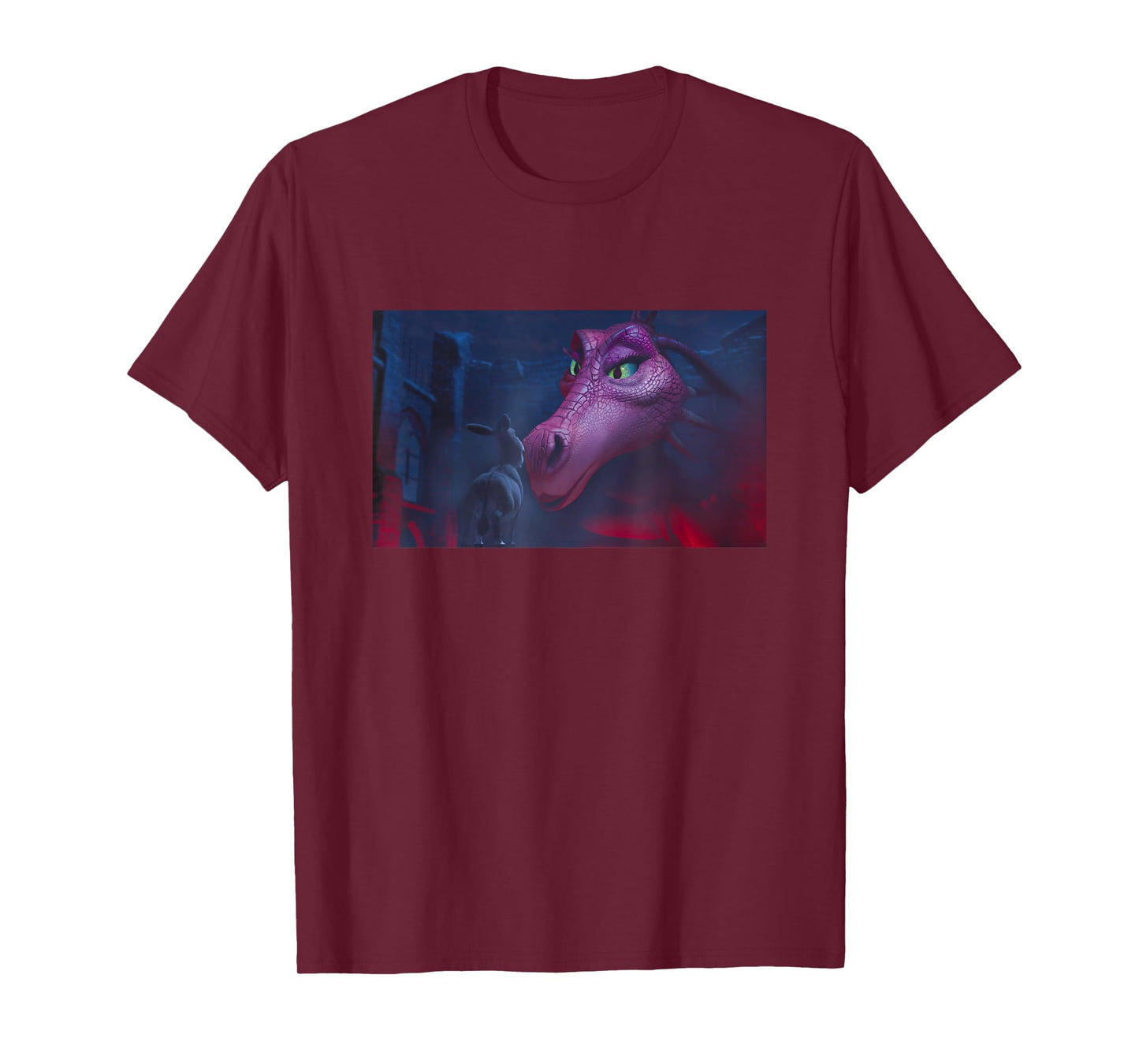 Shrek Iconic Donkey & Dragon In Love Scene Big Chest Poster T-Shirt