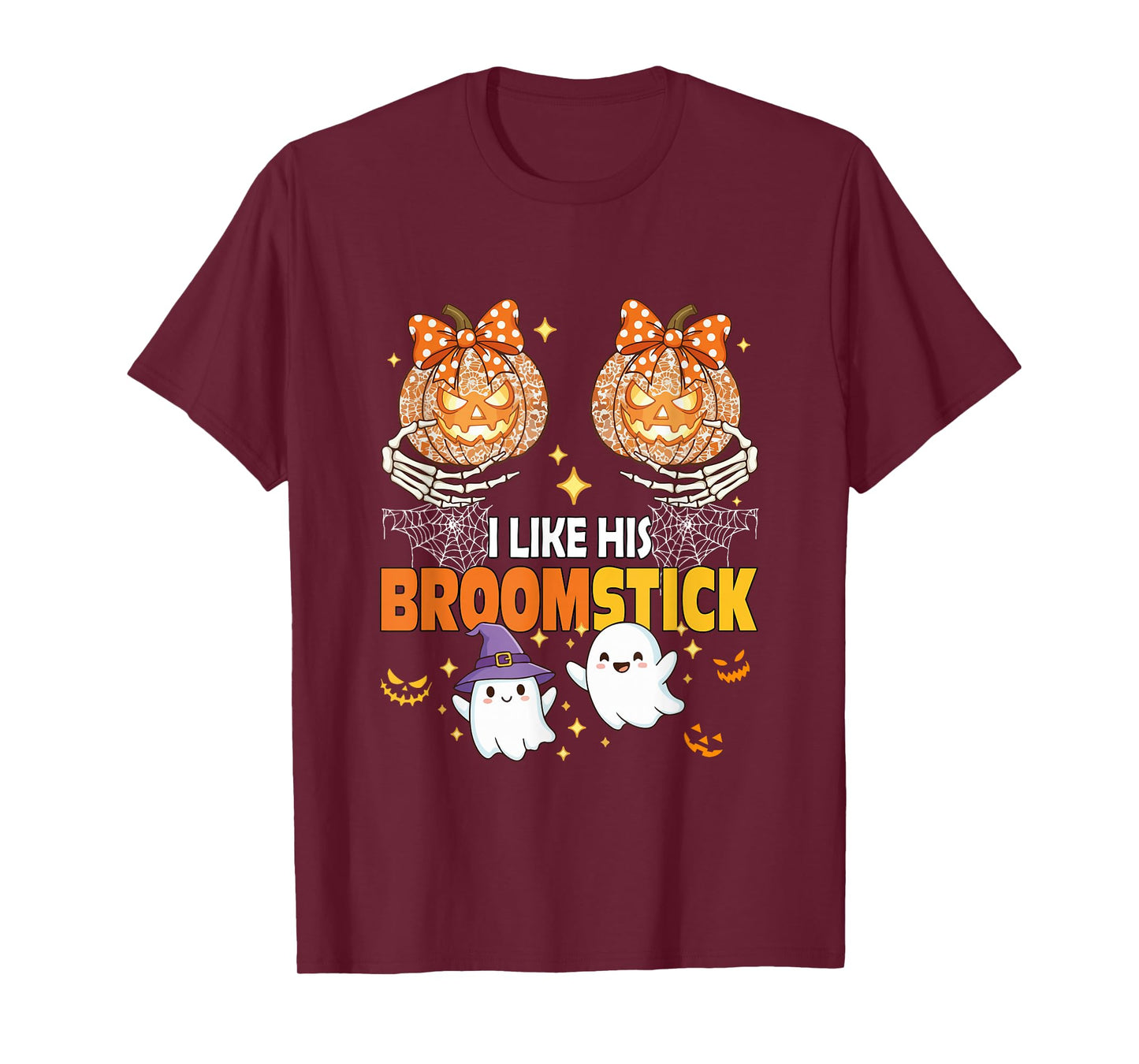 I Like His Broomstick Halloween Couple Boos Carved Pumpkin T-Shirt
