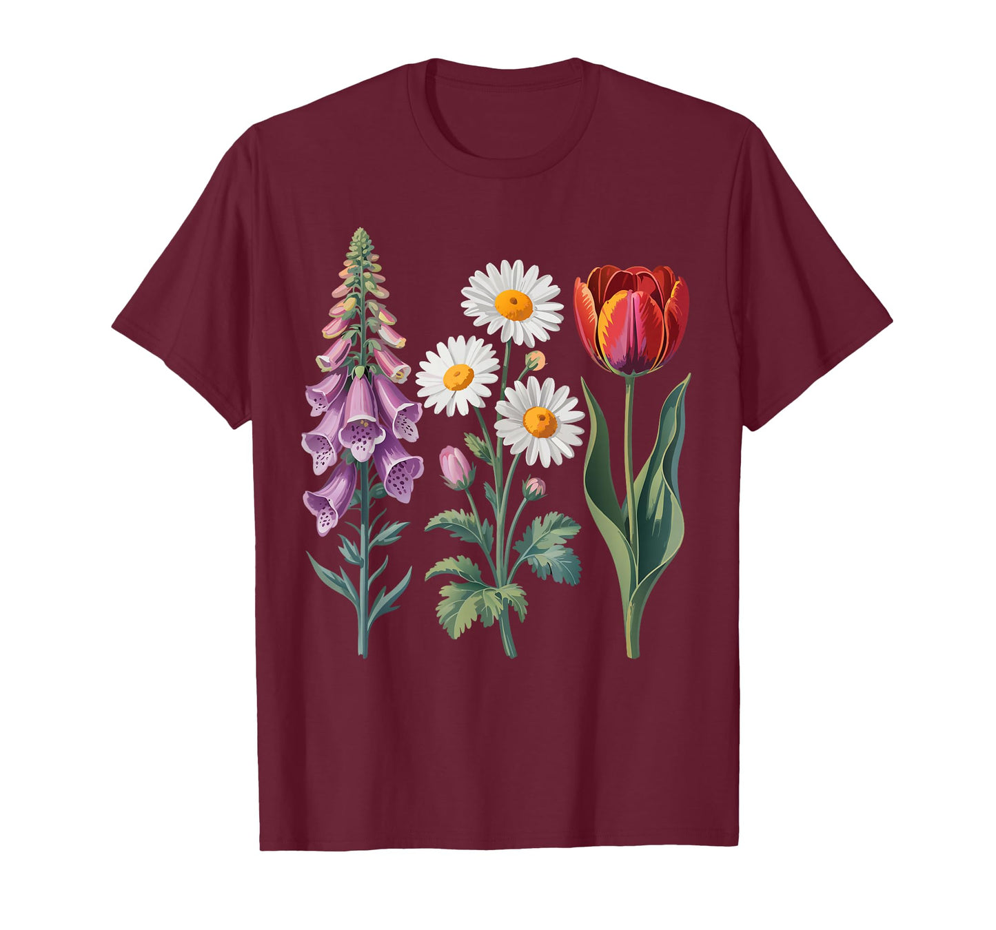 foxglove daisy tulip vintage Flower Girl women T-Shirt