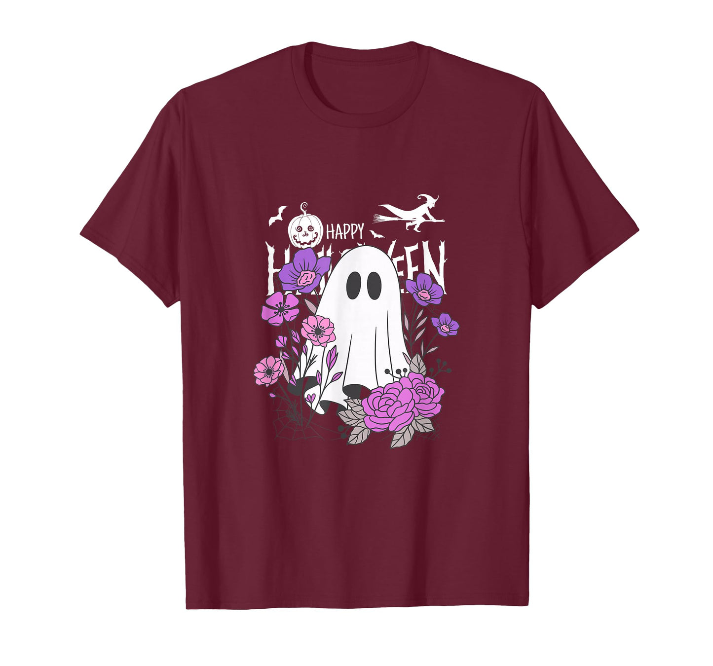 Spooky Season Cute Ghost Halloween Flowers T-Shirt