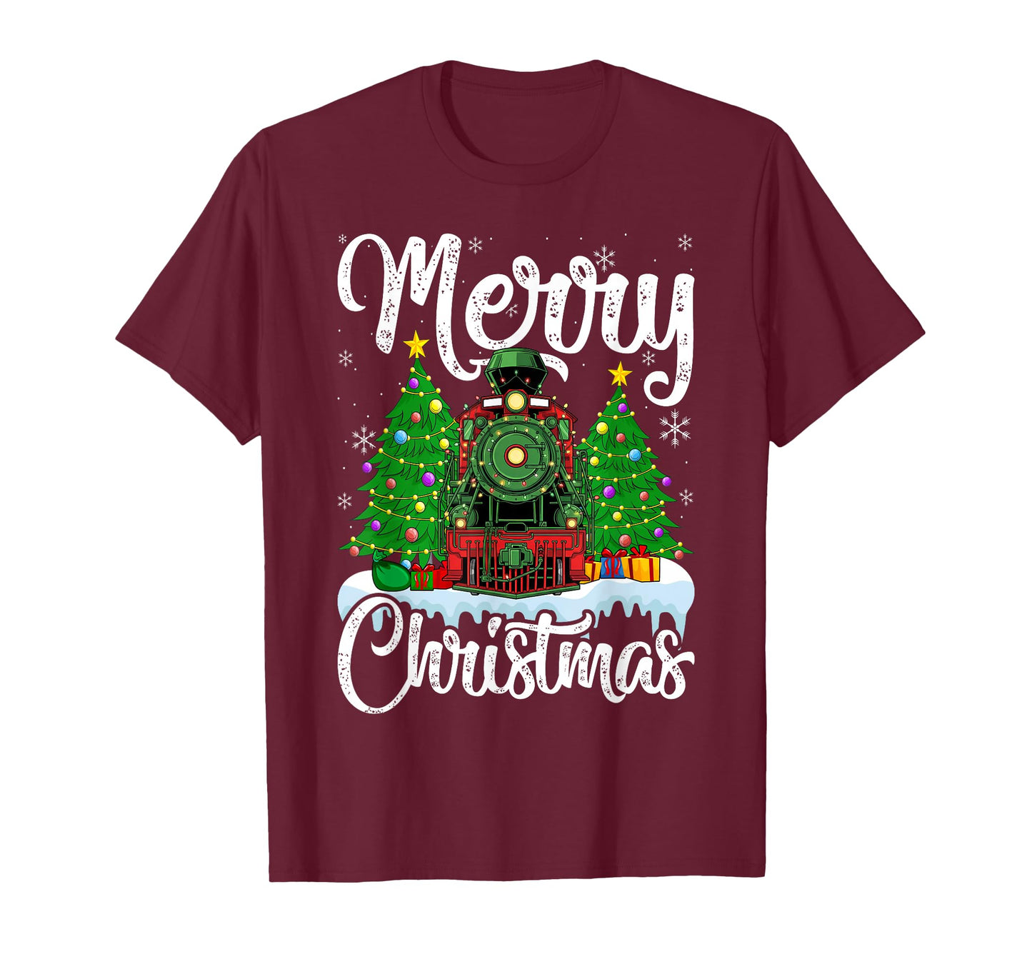 Funny Lover Xmas Lighting Santa Train Christmas T-Shirt