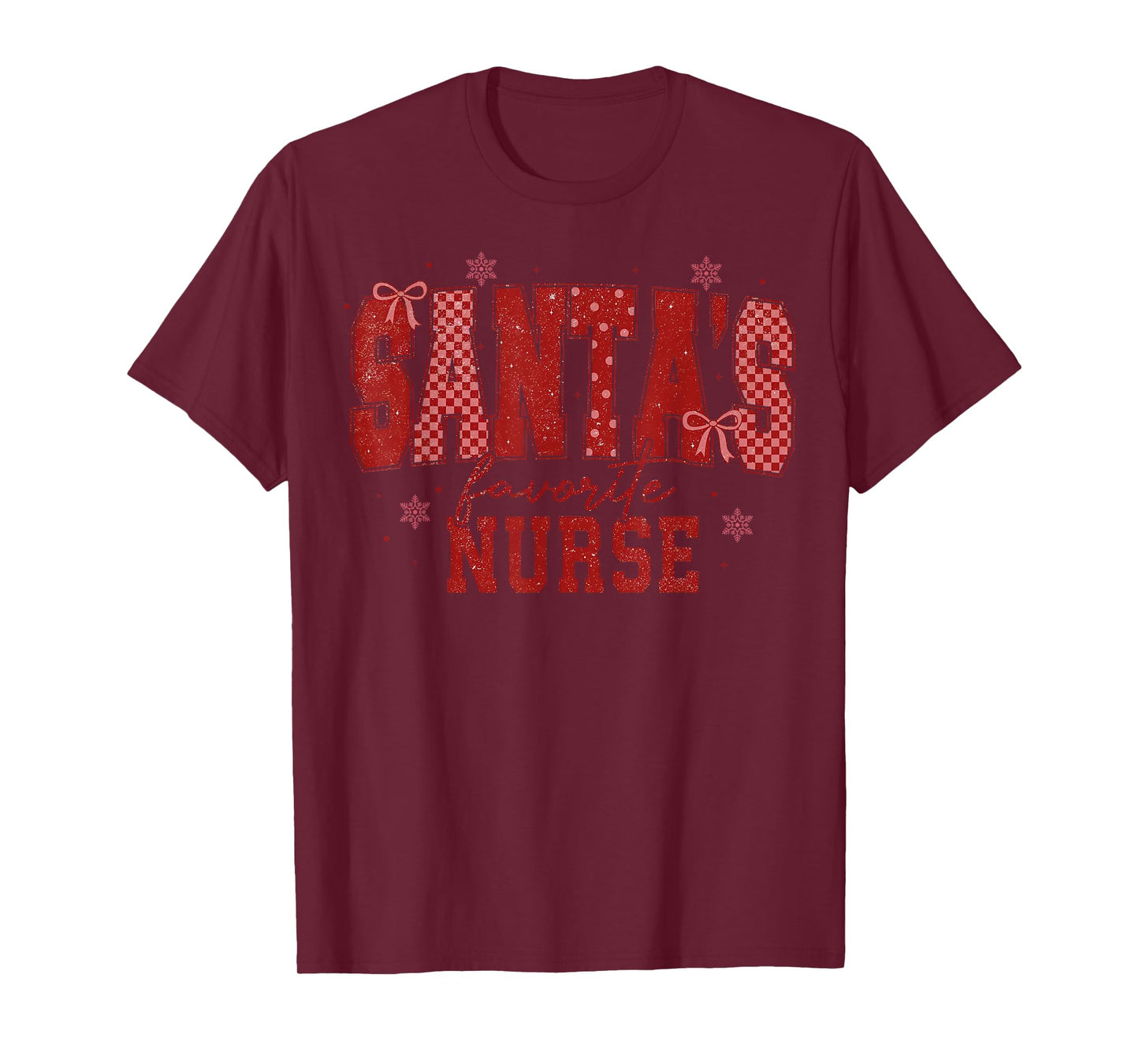 Santas Favorite Nurse Christmas Scrub Xmas RN Men Women T-Shirt