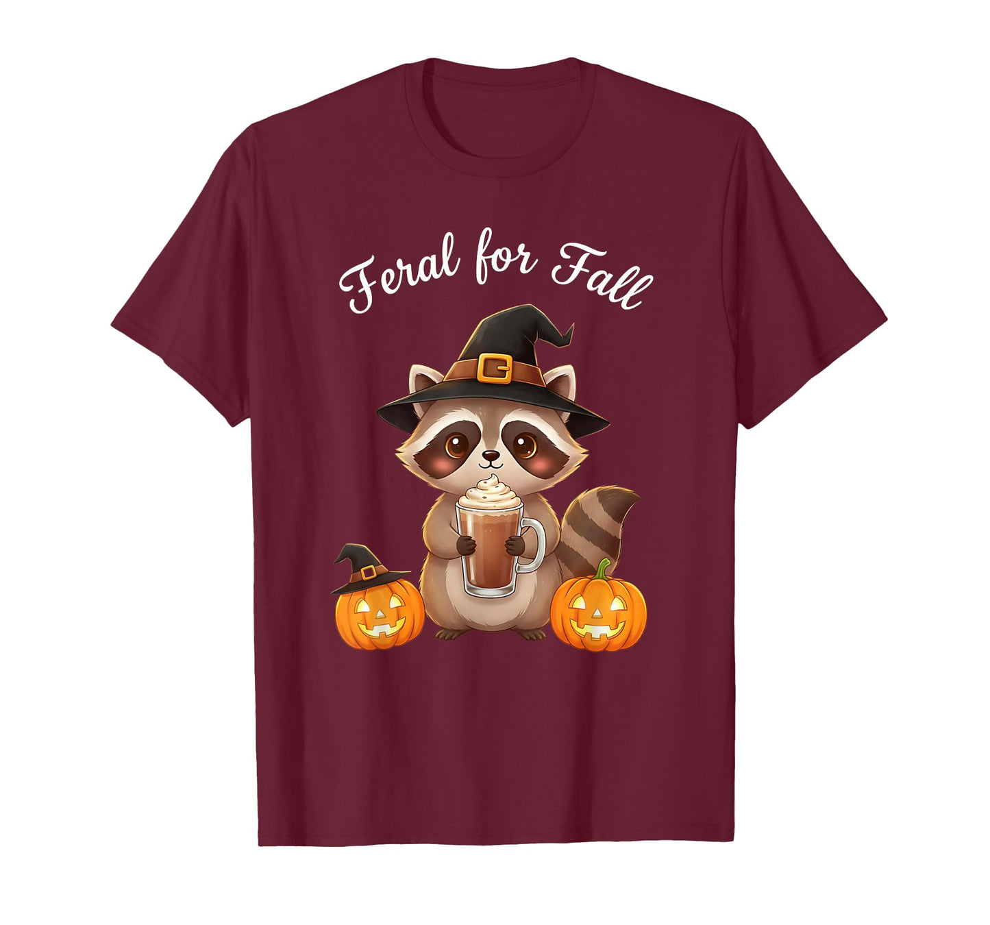 Feral for Fall Cute Raccoon Pumpkin Spice Autumn Halloween T-Shirt
