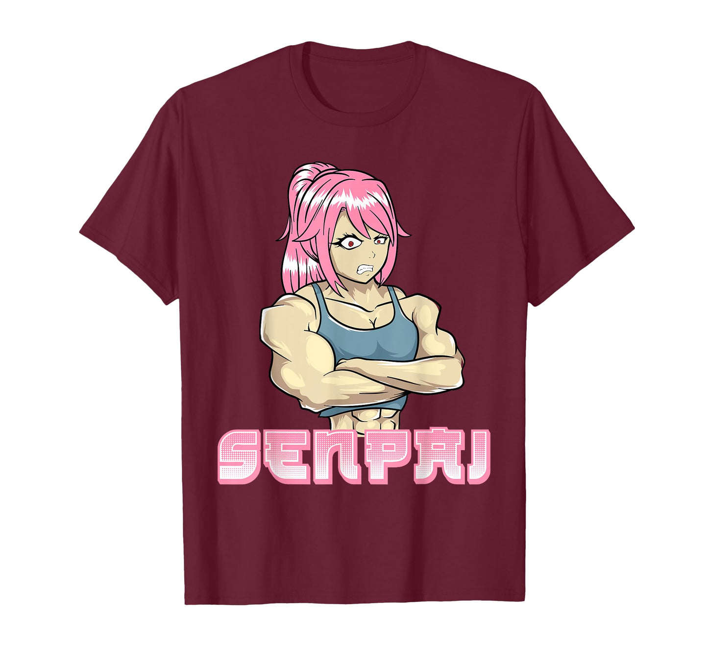 Senpai Muscle Muscular Girl Gym Workout Manga Japanese Anime T-Shirt