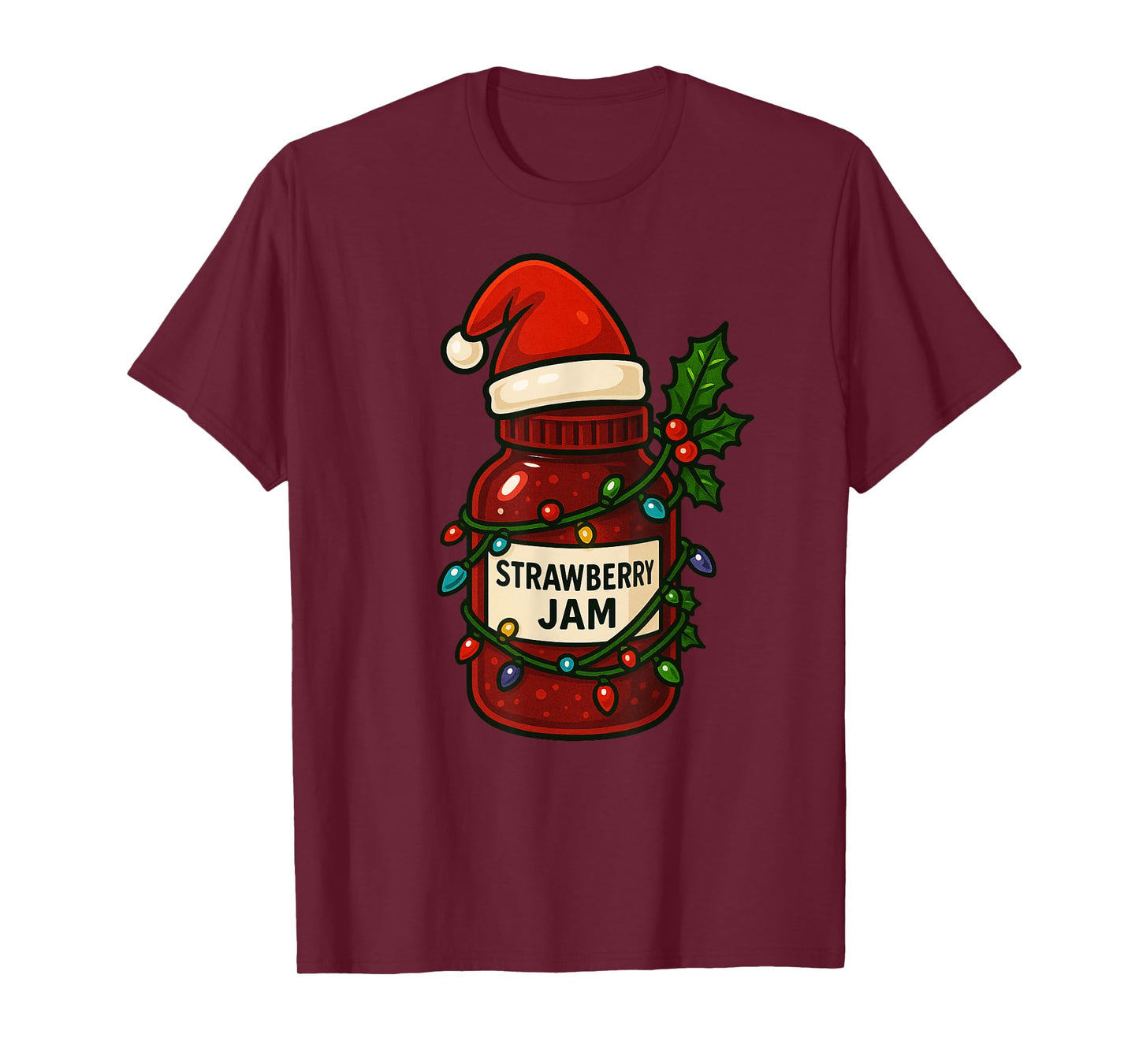 Strawberry Jam Merry Christmas Santa Hat Xmas Boys Girls Kid T-Shirt