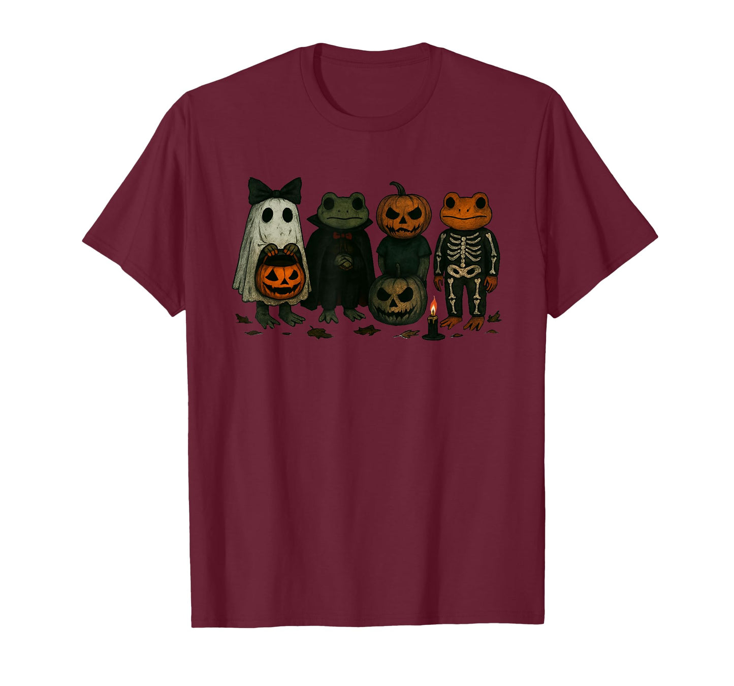 Spooky Skeleton Frog Cute with Pumpkin and Creepy Vibes T-Shirt
