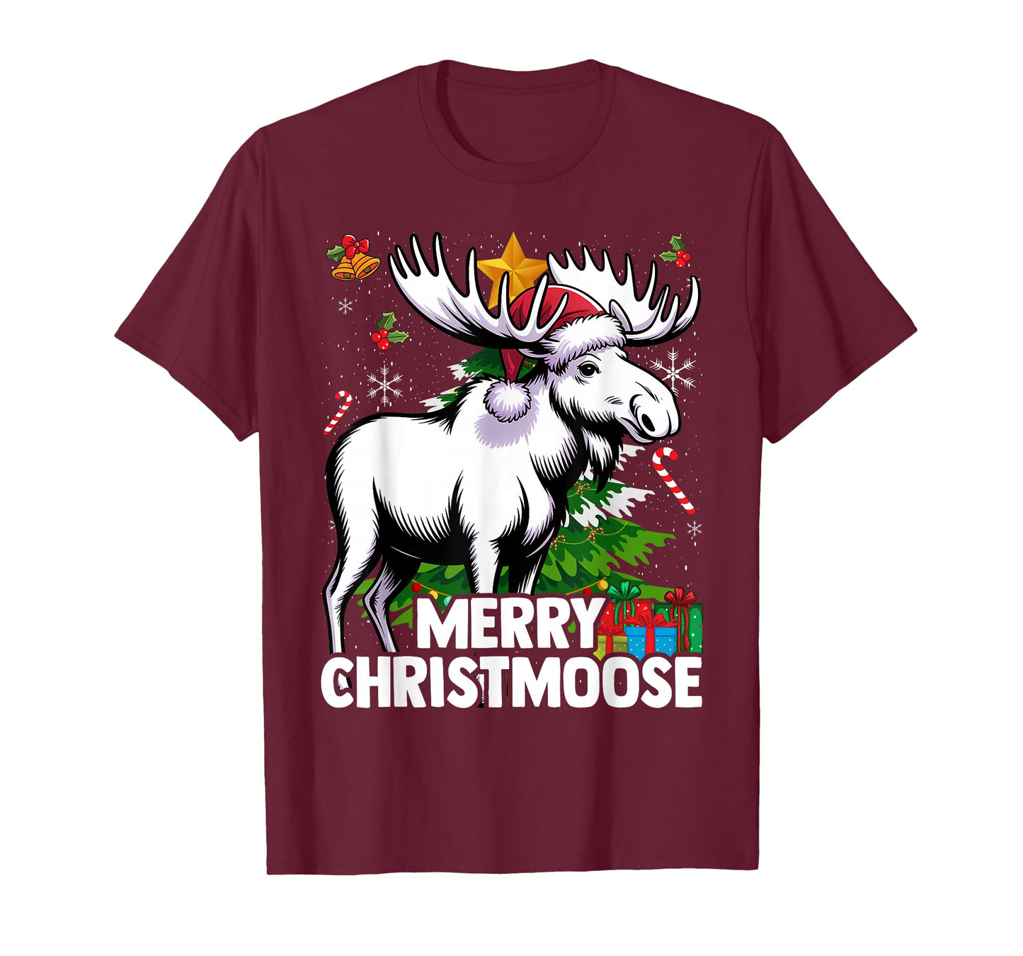 Santa Merry Christmoose: Funny Christmas Moose Pajama T-Shirt