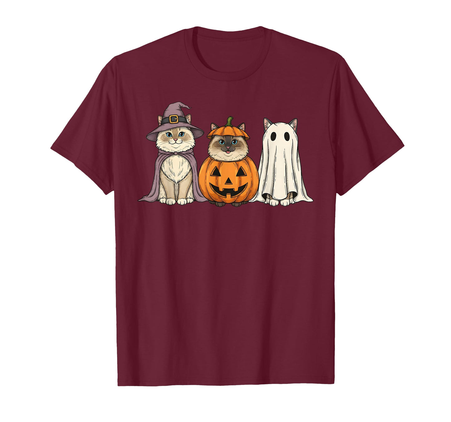 Spooky Ghost Ragdoll Cat Lover Pumpkin Halloween T-Shirt