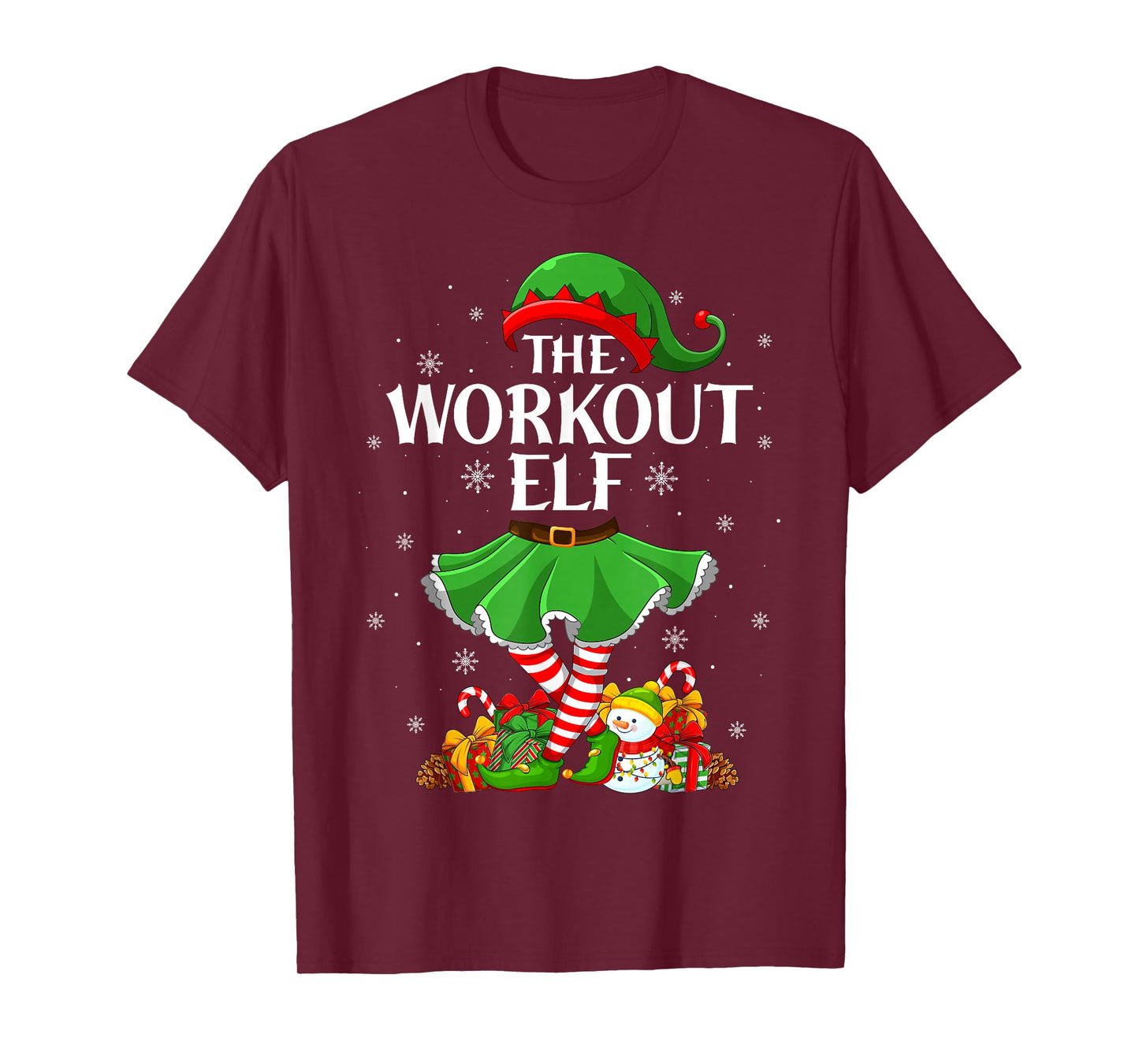 Workout Elf Christmas Family Elf Squad Xmas Girls Women T-Shirt