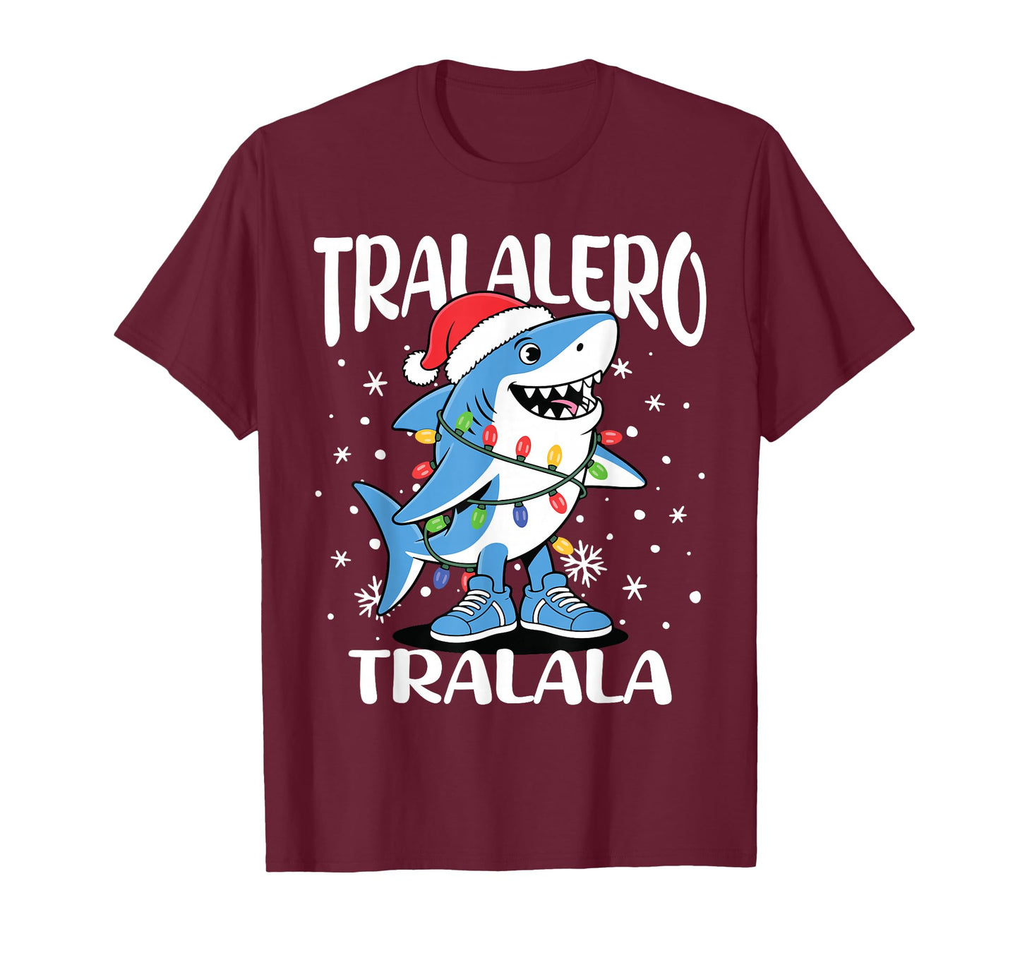 Tralalero Tralala Santa Hat Funny Shark Meme Christmas Kids T-Shirt