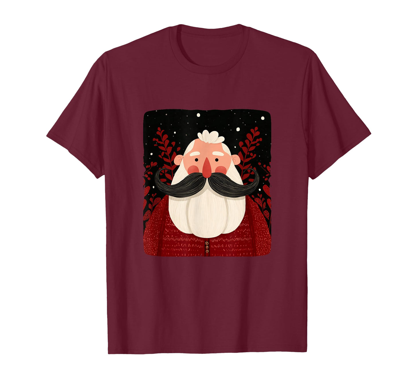 Cool Festive Mustache Beard with Santa Claus Costume T-Shirt