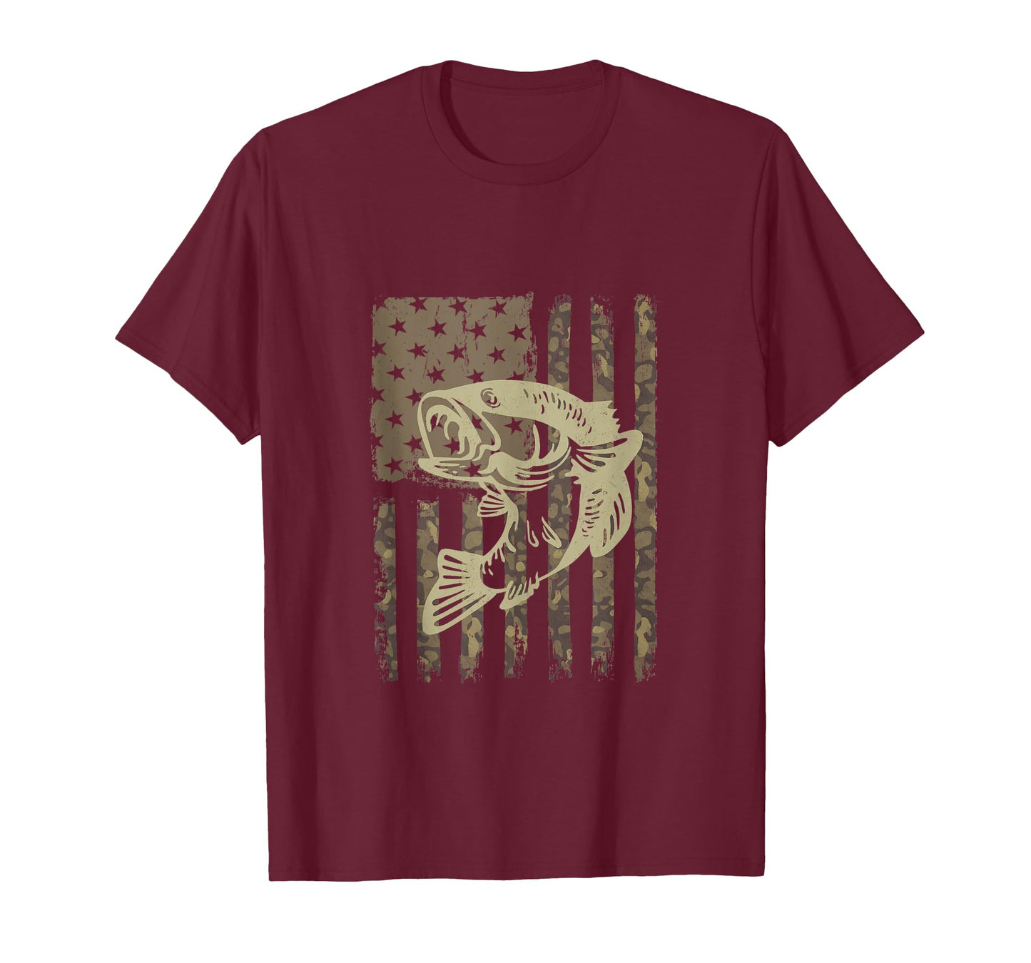 Camouflage USA Flag Big Mouth Bass Vintage Fishing Tank Top