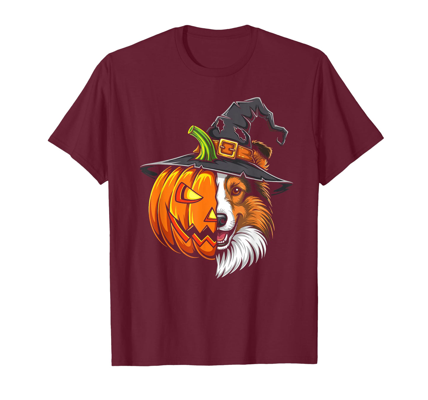 Shetland Sheepdog Pumpkin Jack O Lantern Halloween Kids Mens T-Shirt