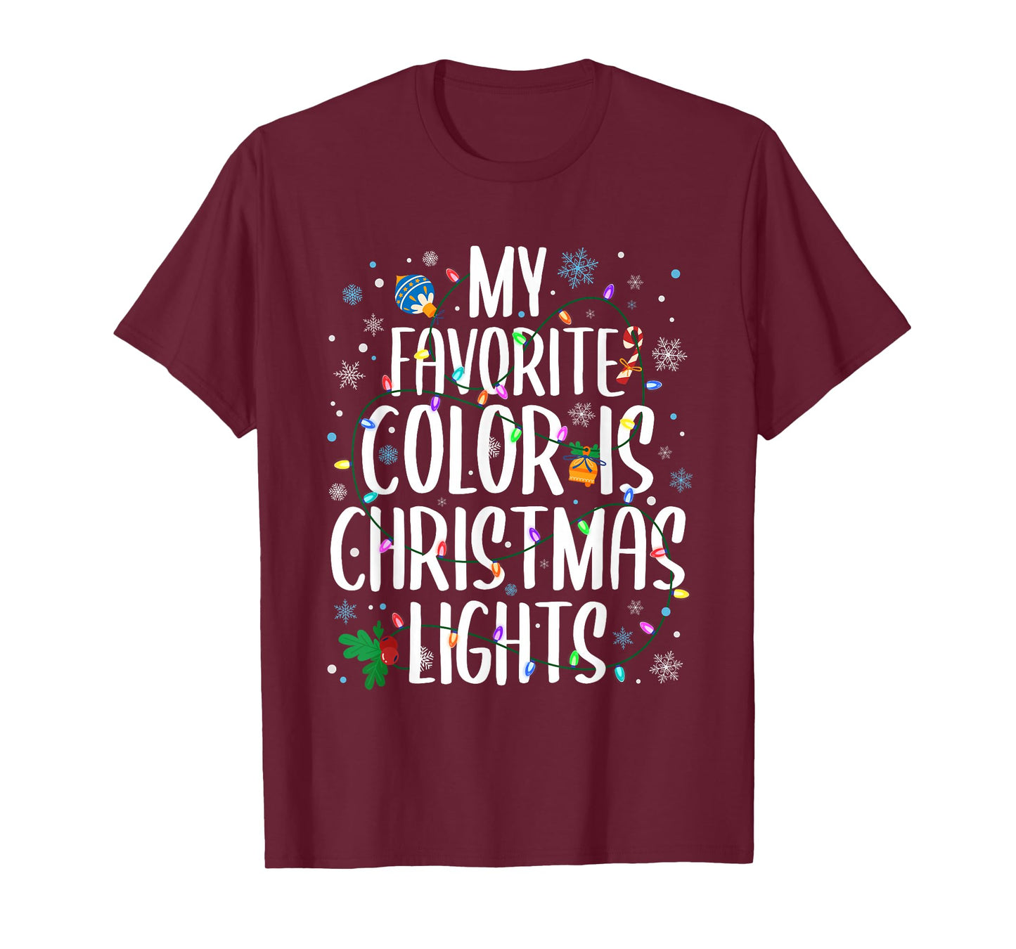 My Favorite Color is Christmas Lights Xmas Family Pajamas T-Shirt