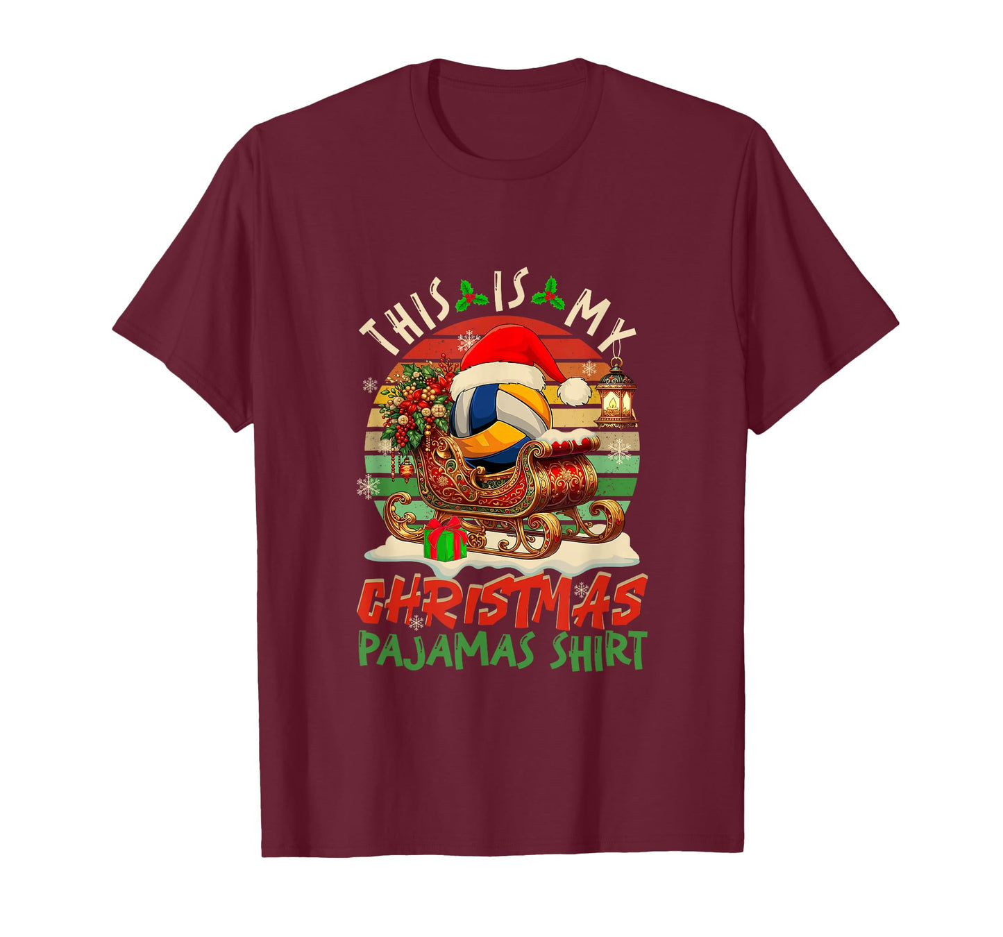 Vintage Retro My Christmas Pajama Shirt Volleyball Player T-Shirt