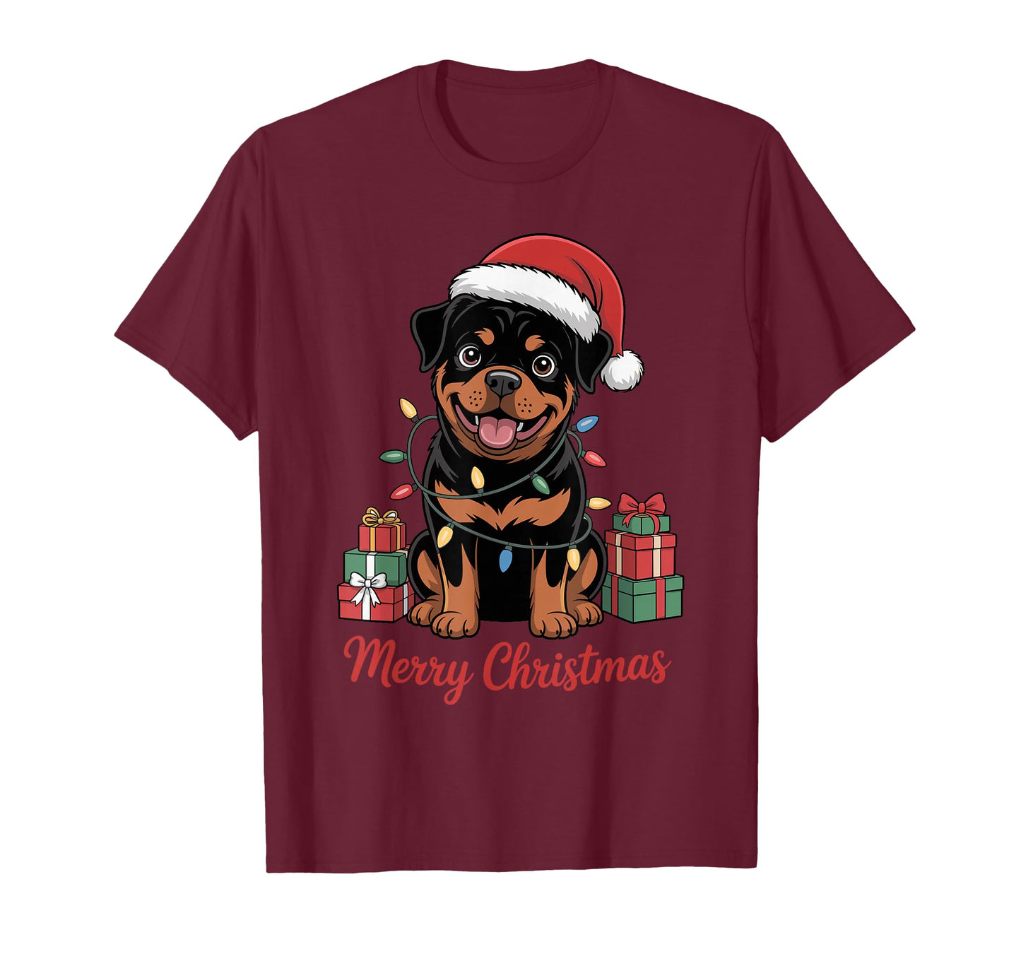 Cute Rottweiler Santa Hat Christmas Rottie Dog Lover Holiday T-Shirt
