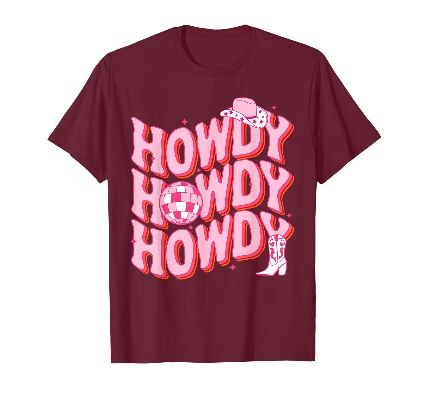 Howdy Southern Western Girl Country Rodeo Pink Cowgirl Disco T-Shirt