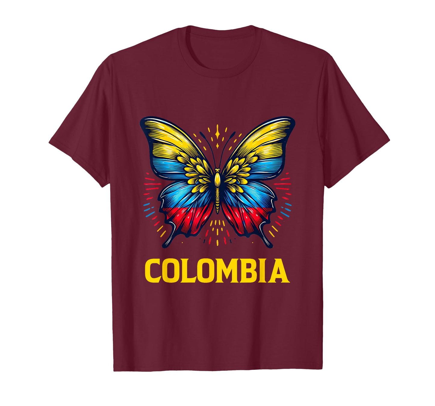 Vintage Colombia Beautiful Butterfly Country Colombian Flag T-Shirt