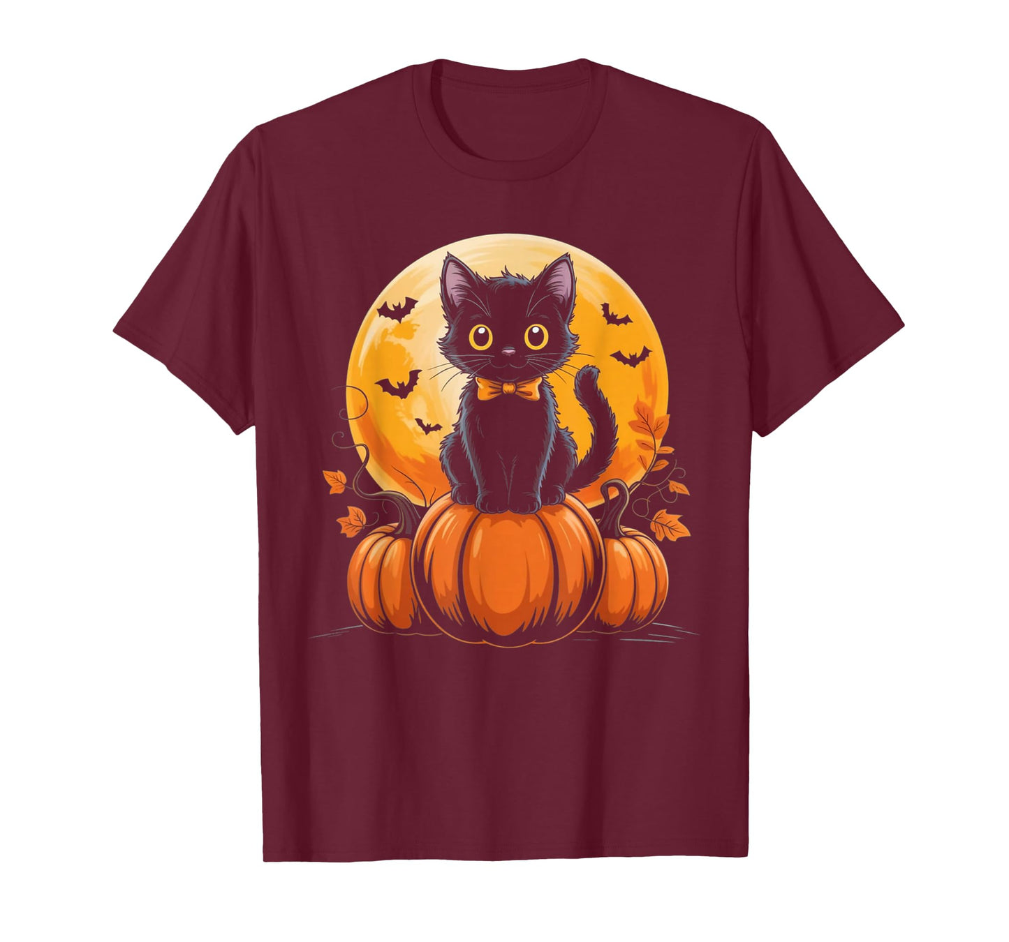 Retro Black Cat Pumpkin Halloween Costume Fall Autumn Gifts T-Shirt
