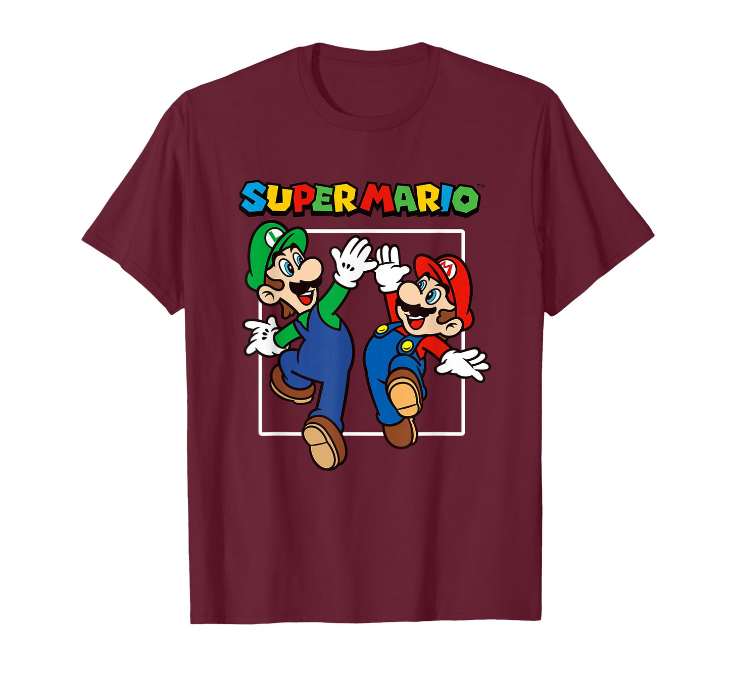 Super Mario Bros Big Jump High Five Retro Portrait T-Shirt