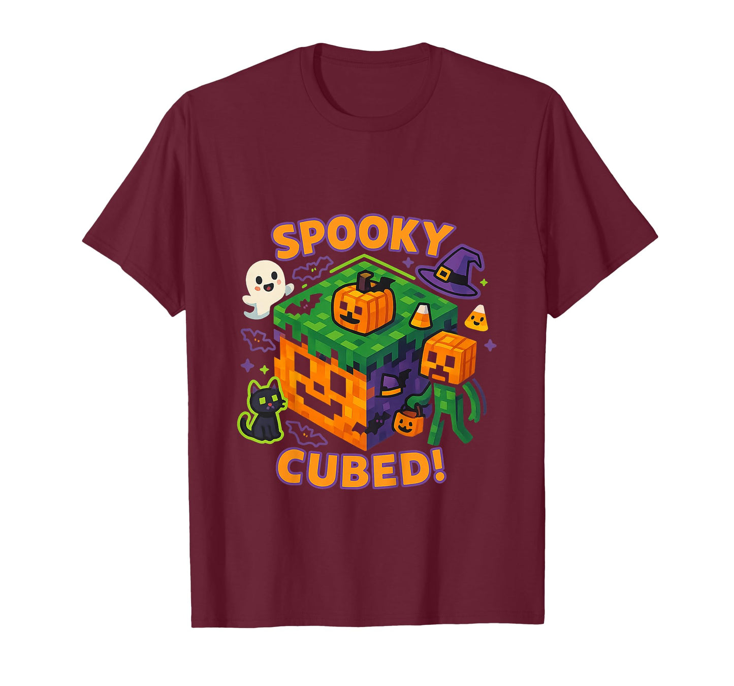 Kids Spooky Cubed Halloween Fun T-Shirt