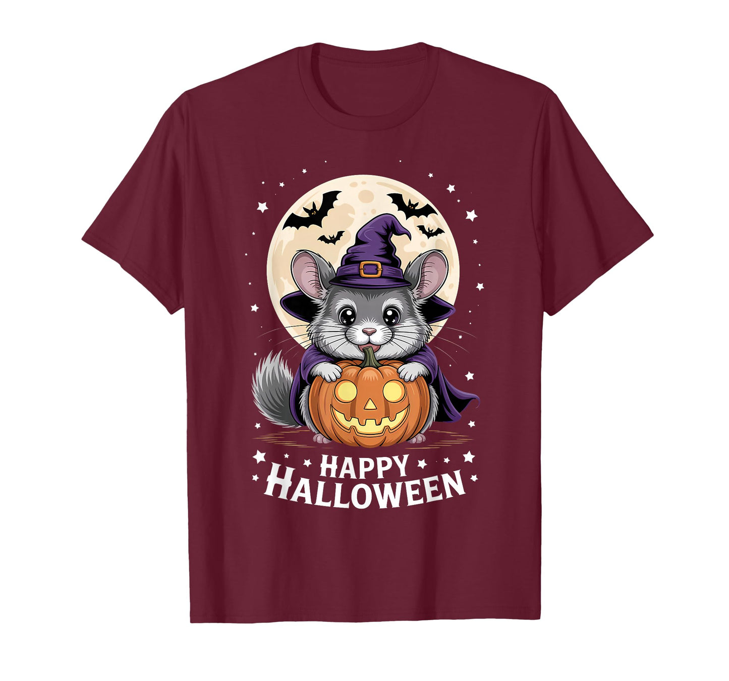 Halloween Chinchilla Witch Hat Pumpkin Spooky T-Shirt