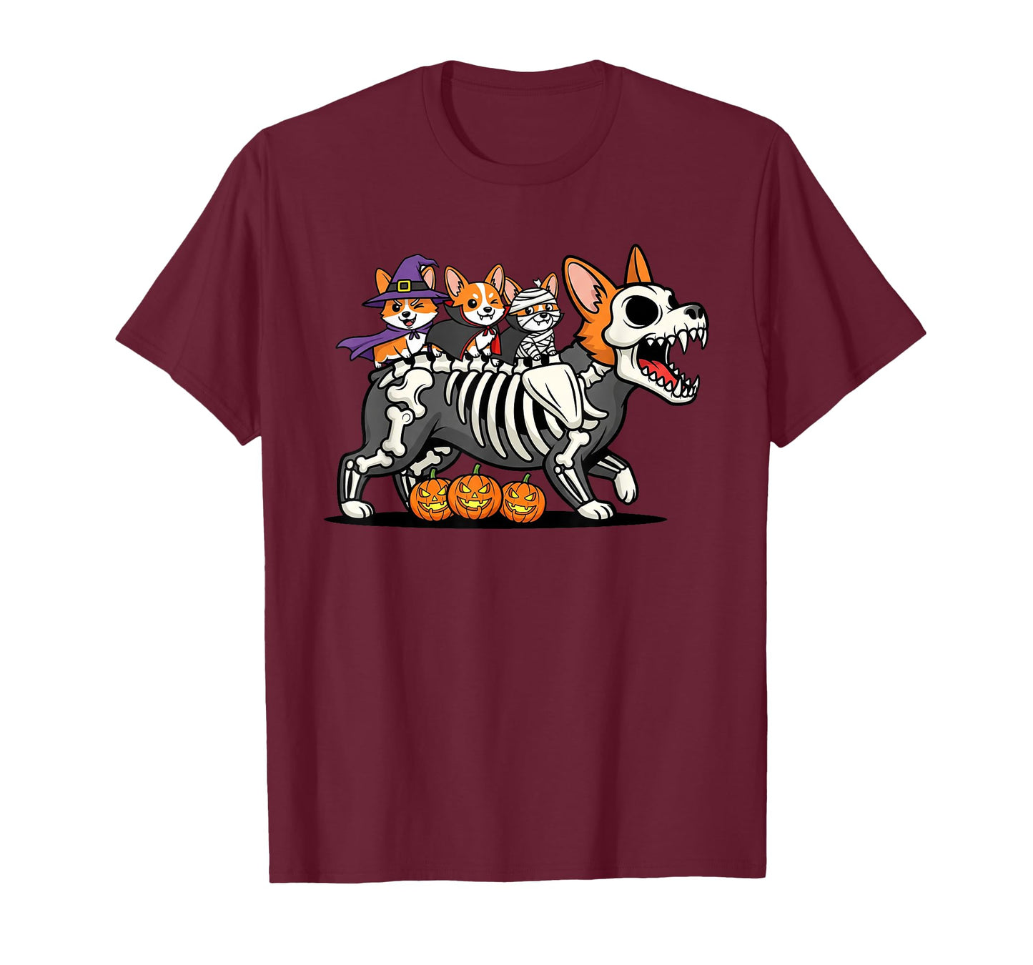 Funny Corgi Skeleton Mummy Witch Halloween Kids Mens Womens T-Shirt