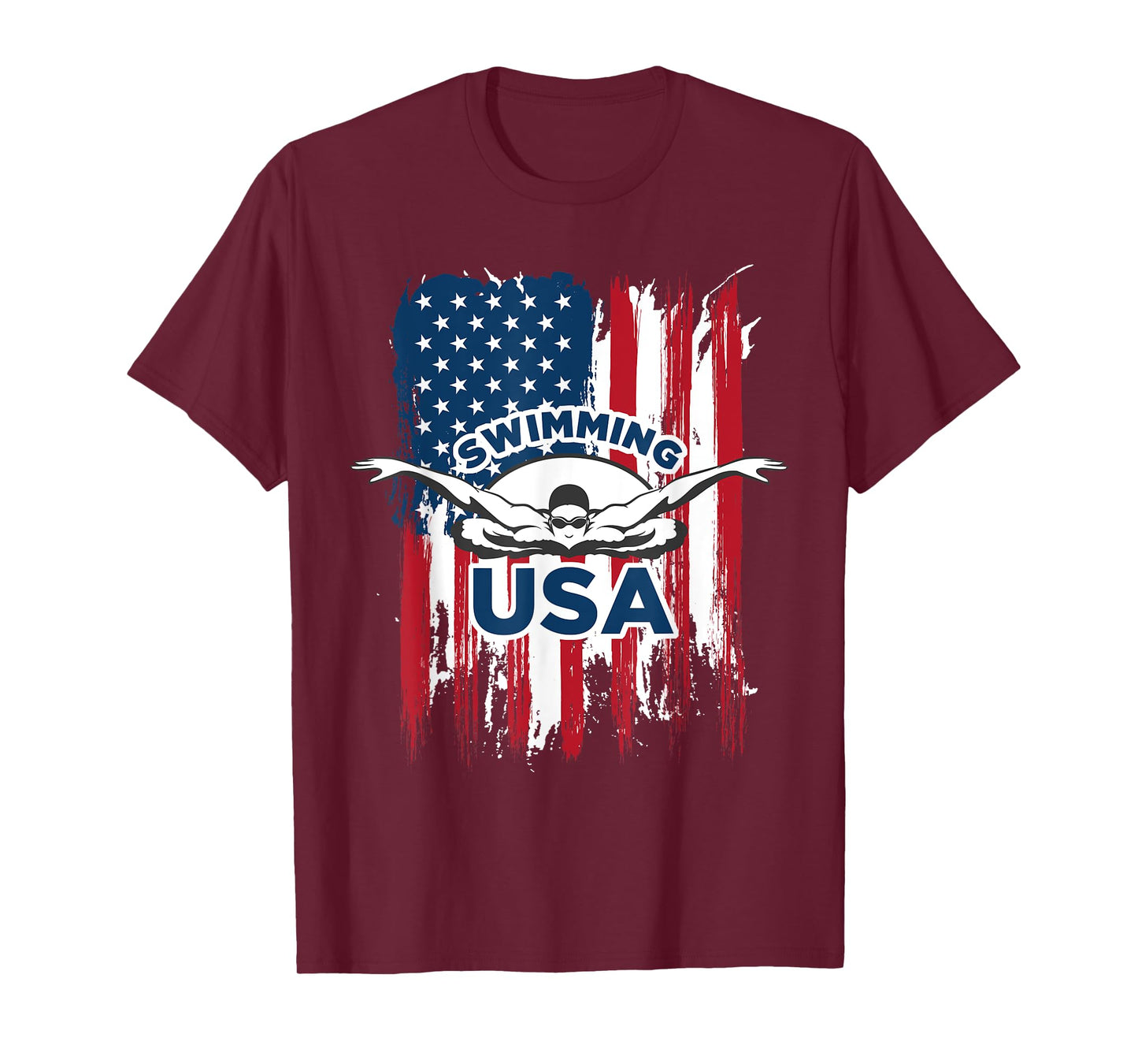Swimming USA Support the Team Shirt USA Flag Pool T-Shirt