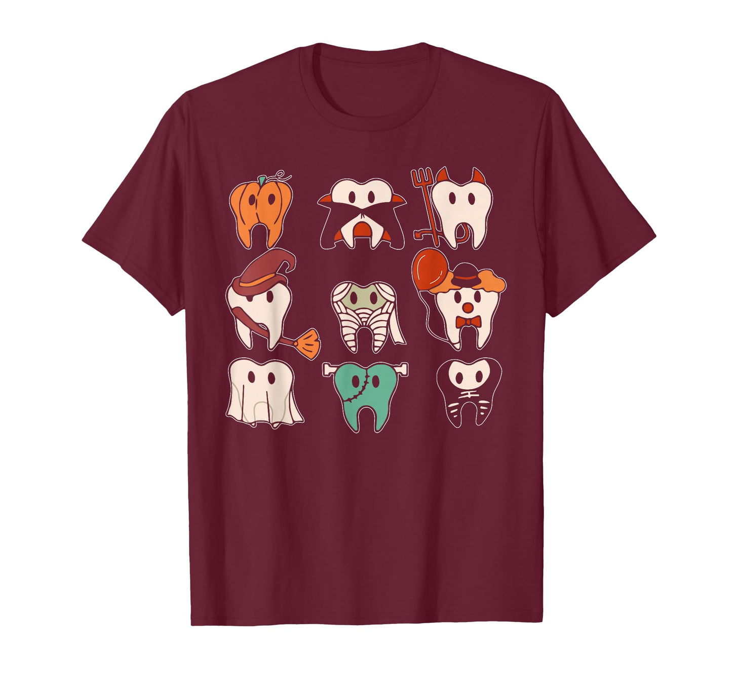 Funny Halloween Teeth Ghost Dentist Dental Squad Men Women T-Shirt