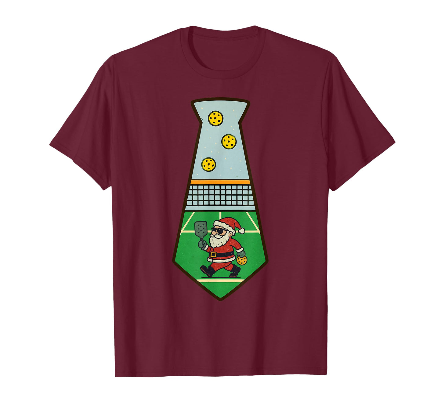Santa Playing Pickleball Christmas Vintage Funny Xmas T-Shirt