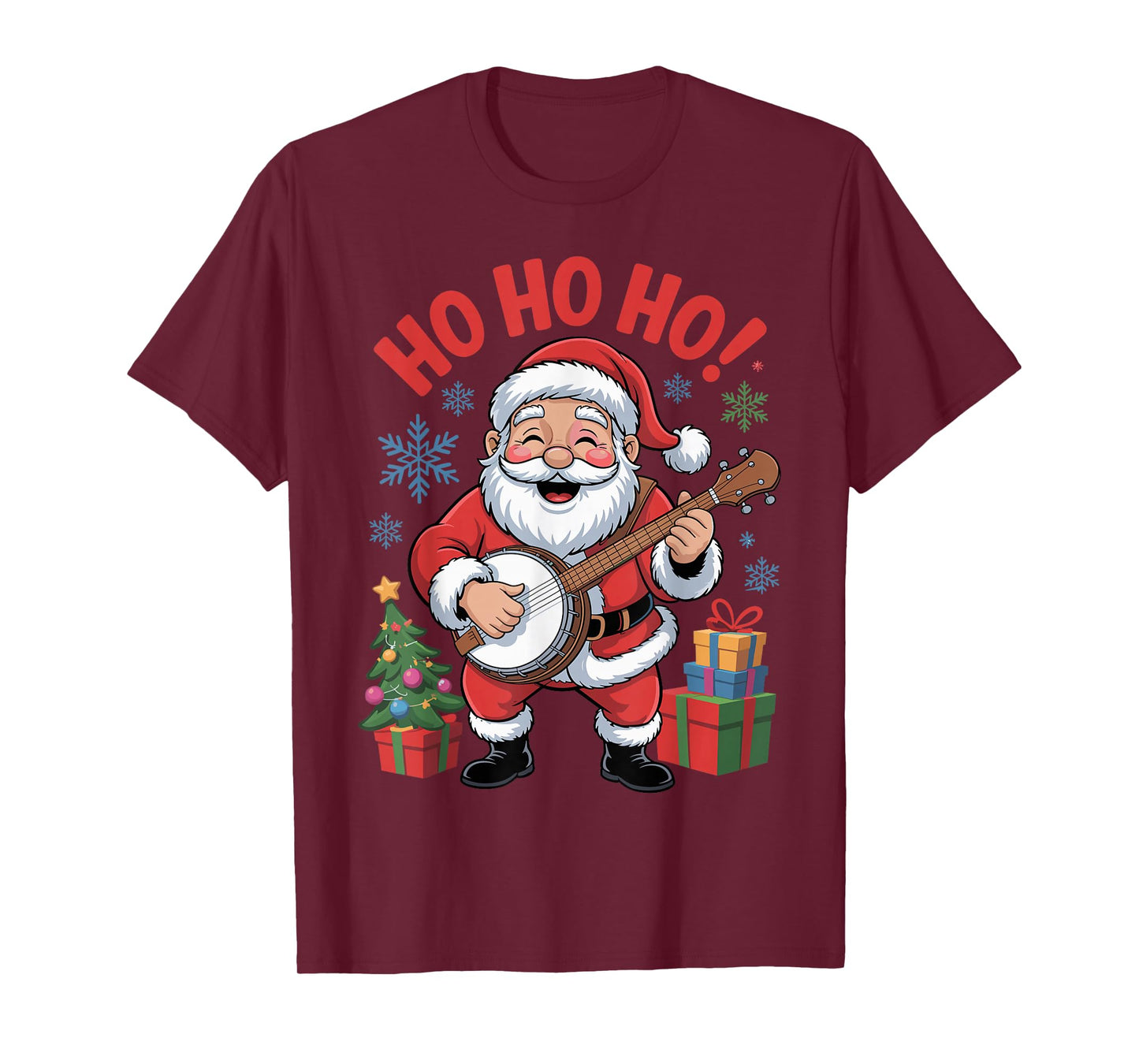 Funny Santa Playing Banjo Holiday Chrismas Xmas Pajama T-Shirt