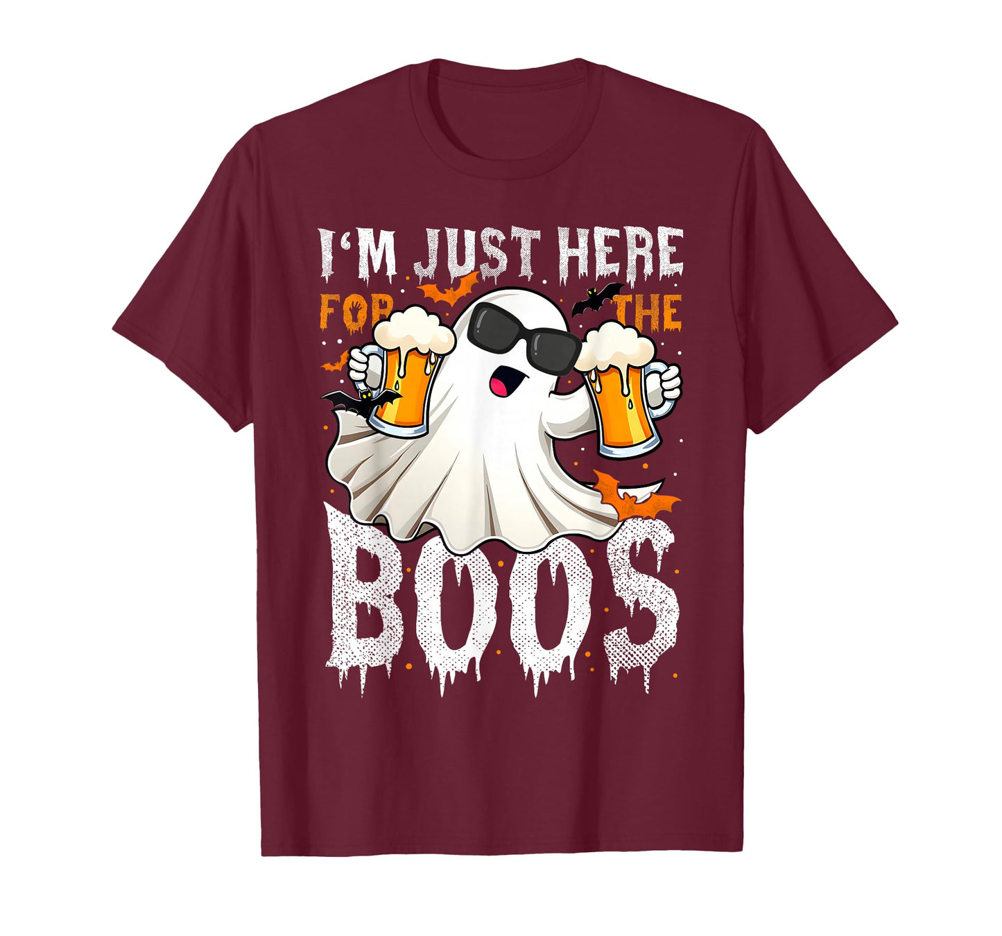 Im Just Here For The Boos Retro Ghost Beer Halloween Costume T-Shirt