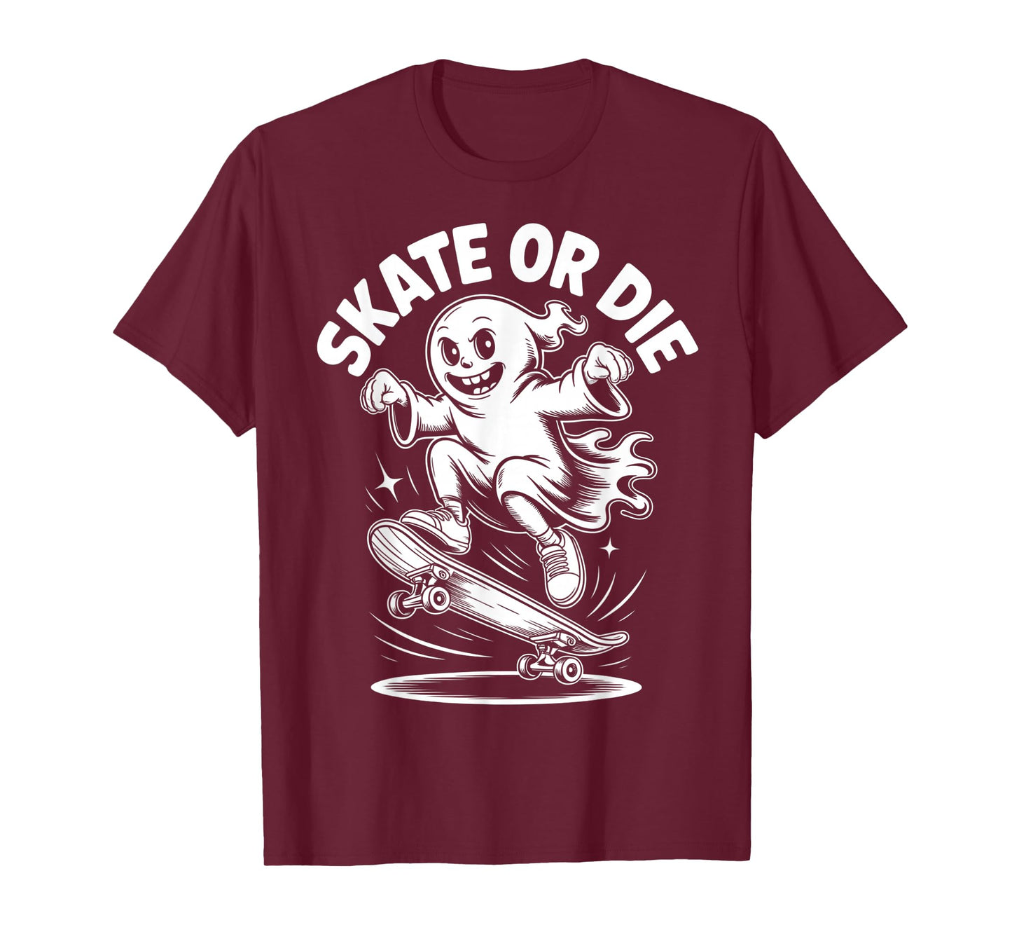 Funny Ghost On Skateboard Retro Halloween Costume Kids Boys T-Shirt