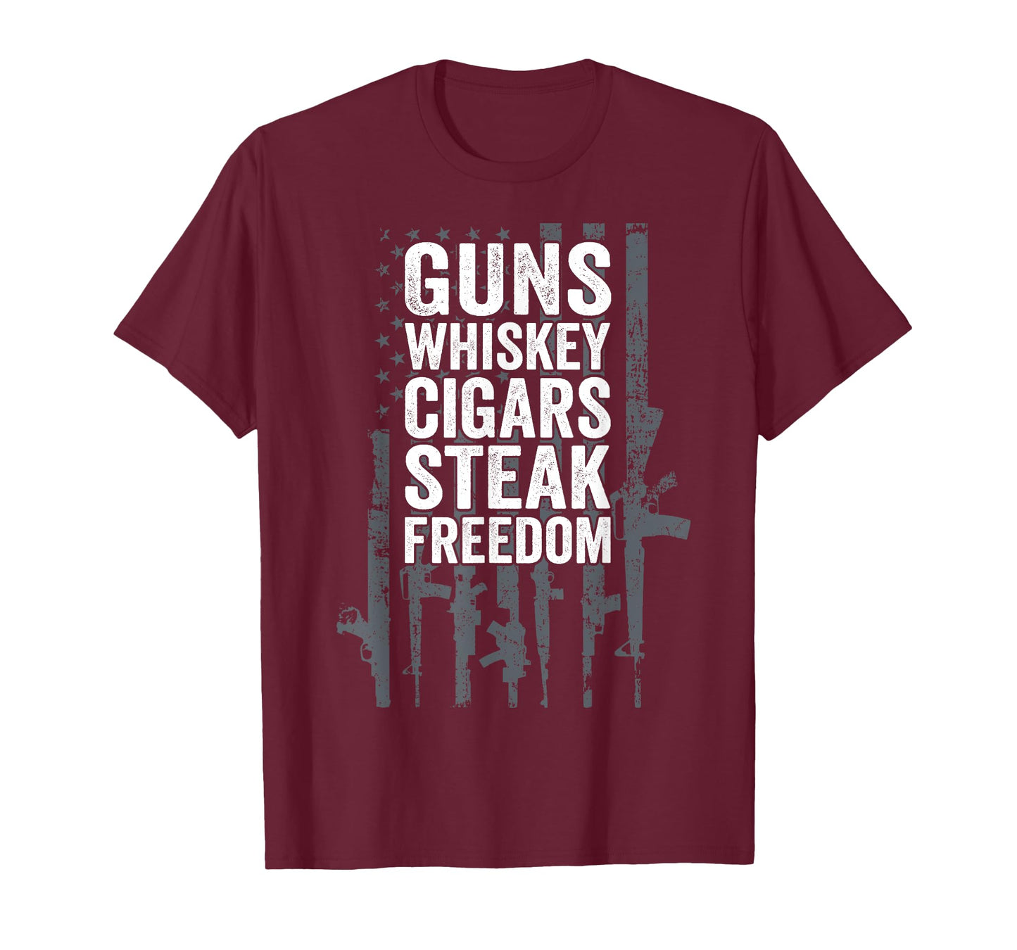 Guns Whiskey Cigars Steak Freedom - Funny Drinking Grill BBQ T-Shirt