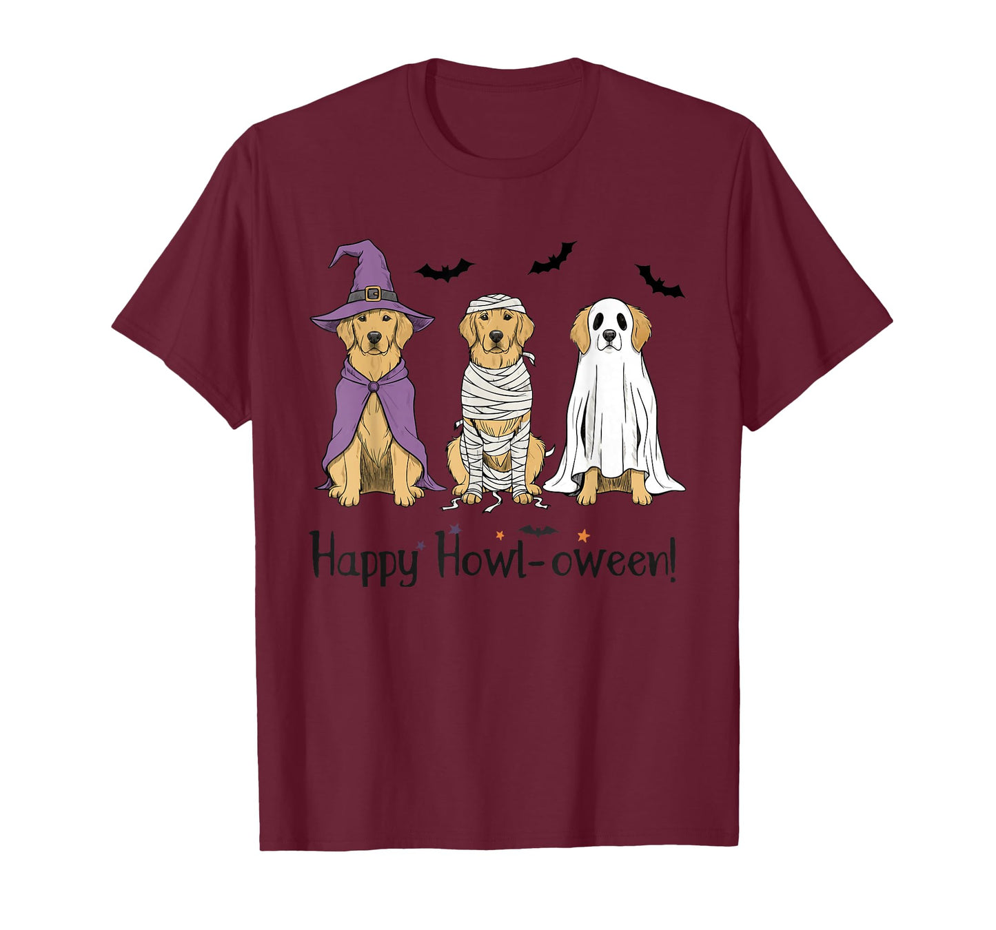 Golden Retriever Halloween Witch Mummy Ghost T-Shirt
