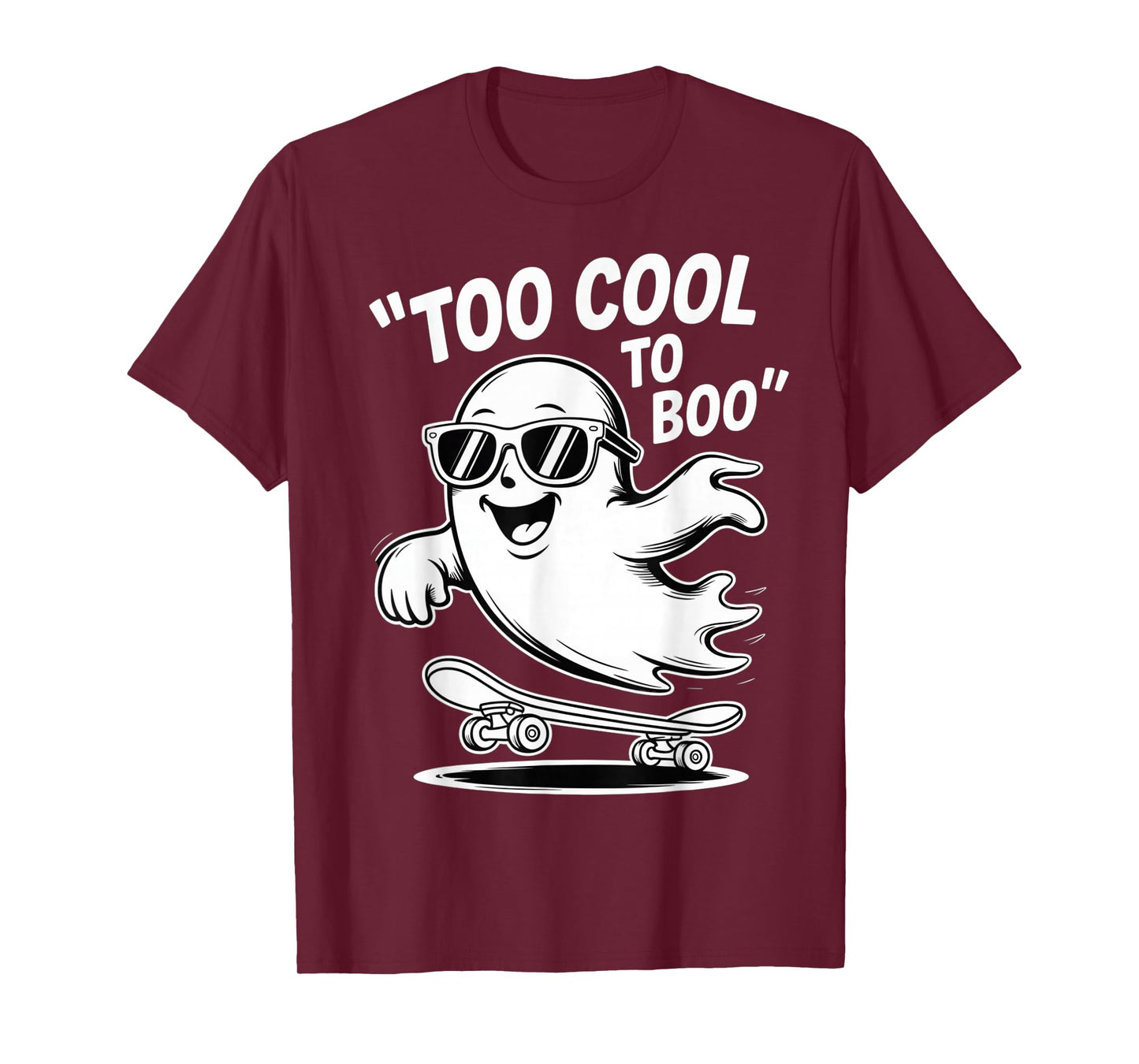 Funny Ghost On Skateboard Retro Halloween Costume Kids Boys T-Shirt