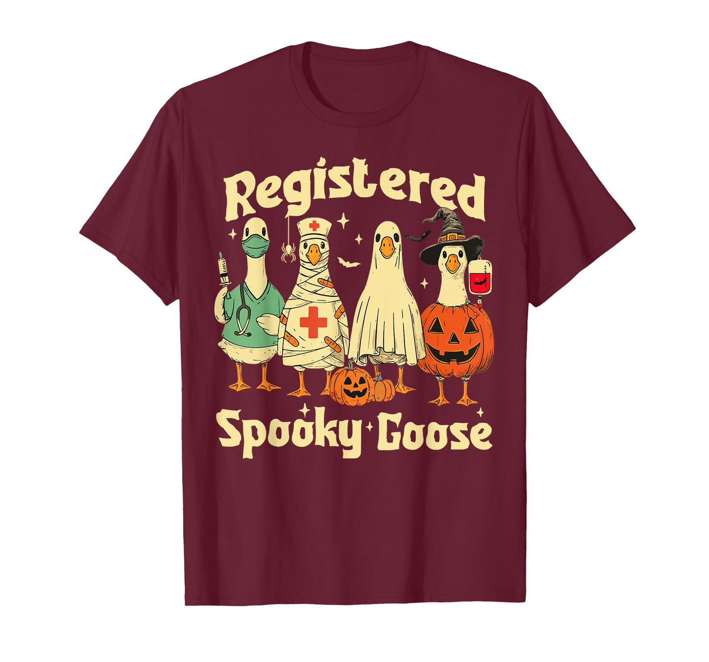 Cute Goose Nurse Halloween Costume Ghost Pumpkin Witch T-Shirt