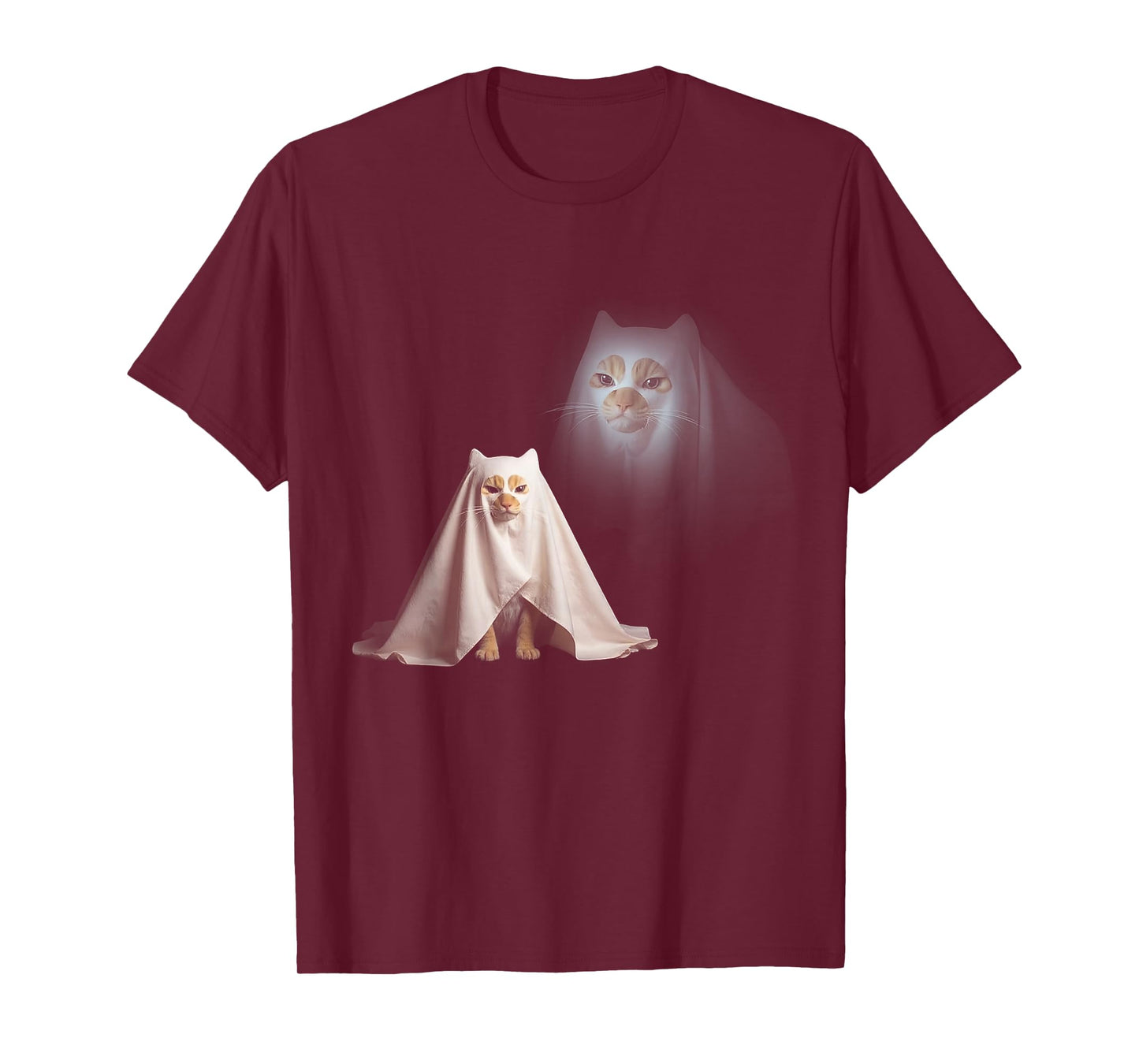Ghost Cat Halloween Spooky Season Kitty Lover Fall Vibes T-Shirt