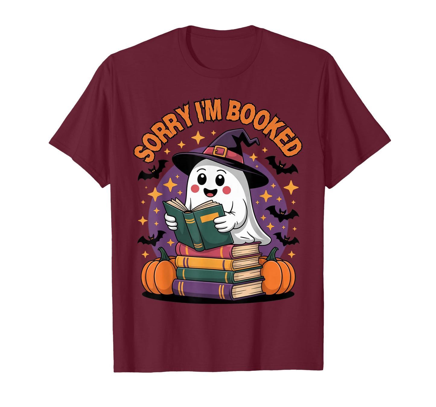 Funny Sorry I’m Booked Cute Halloween Ghost Reading Book T-Shirt