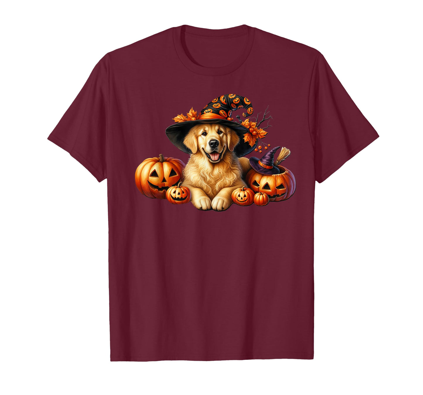 Golden Retriever Halloween Pumpkin Graphic for Witch Mom T-Shirt