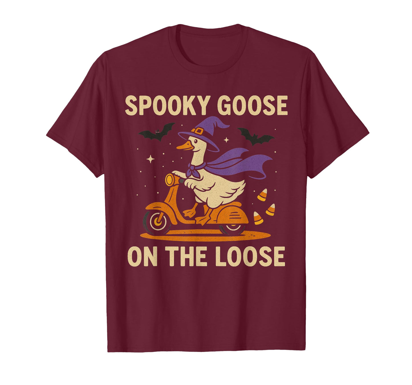 Vintage Spooky Goose on The Loose Funny Halloween Retro T-Shirt
